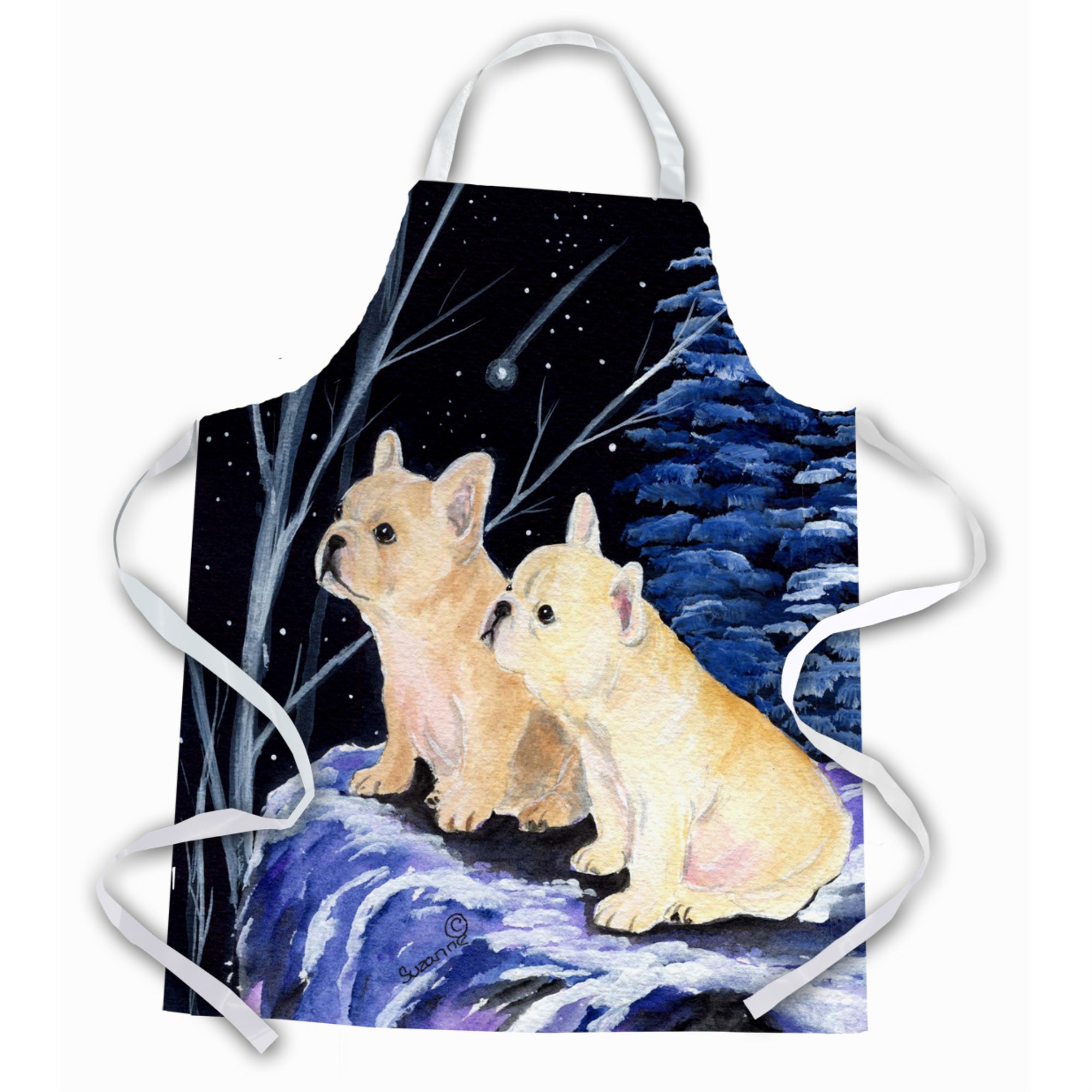 Caroline'S Treasures Ss8395Apron Starry Night French Bulldog Apron, Large, Multicolor