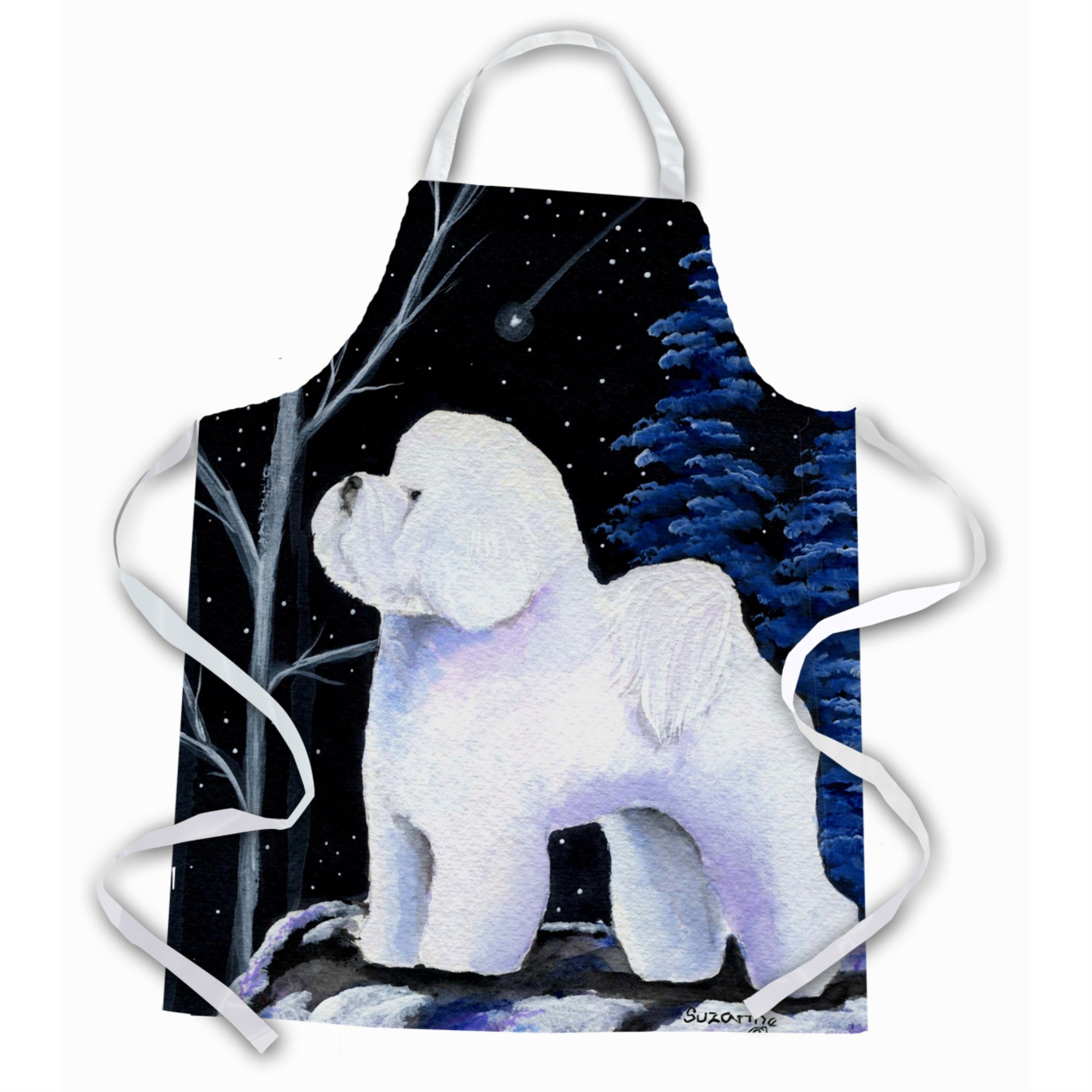 Caroline'S Treasures Ss8397Apron Starry Night Bichon Frise Apron, Large, Multicolor