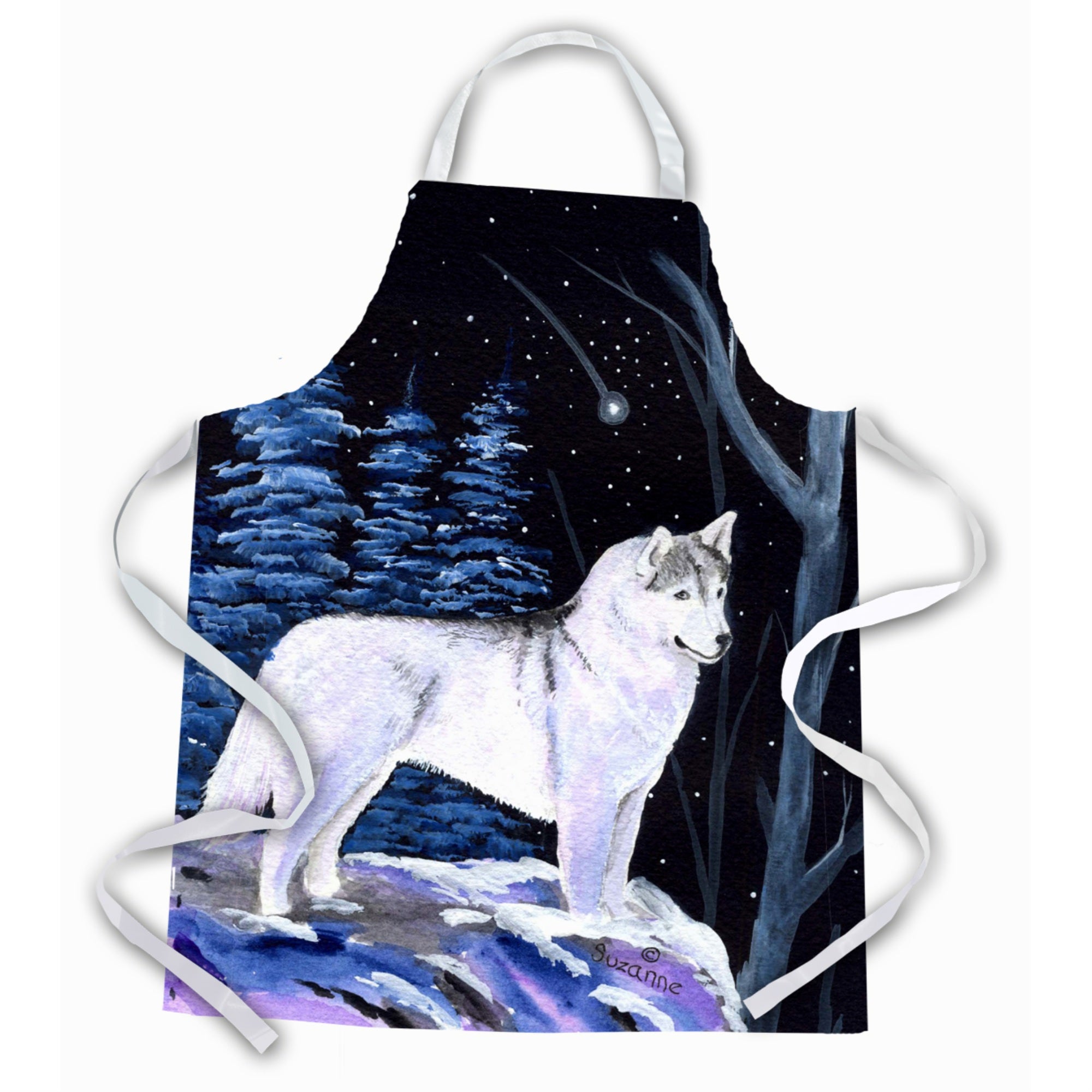 Caroline'S Treasures Ss8400Apron Starry Night Siberian Husky Apron, Large, Multicolor