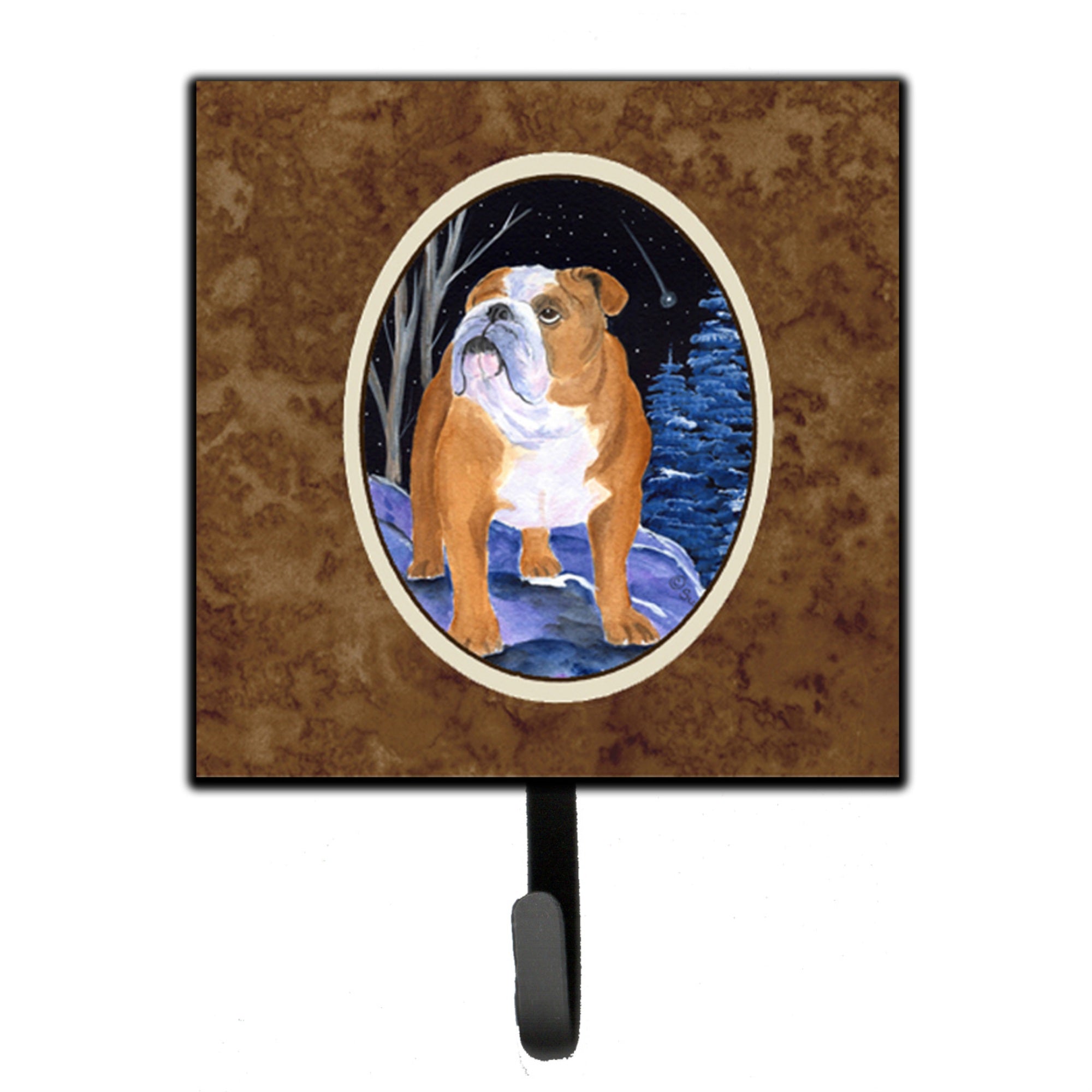 Caroline'S Treasures Ss8405Sh4 Starry Night English Bulldog Leash Holder Or Key Hook, Small, Multicolor