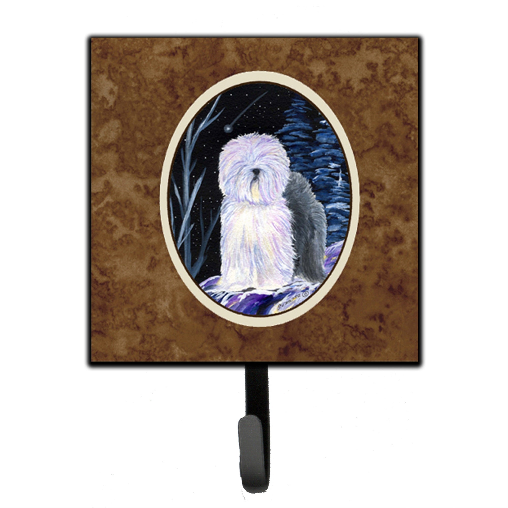 Caroline'S Treasures Ss8406Sh4 Starry Night Old English Sheepdog Leash Holder Or Key Hook, Small, Multicolor