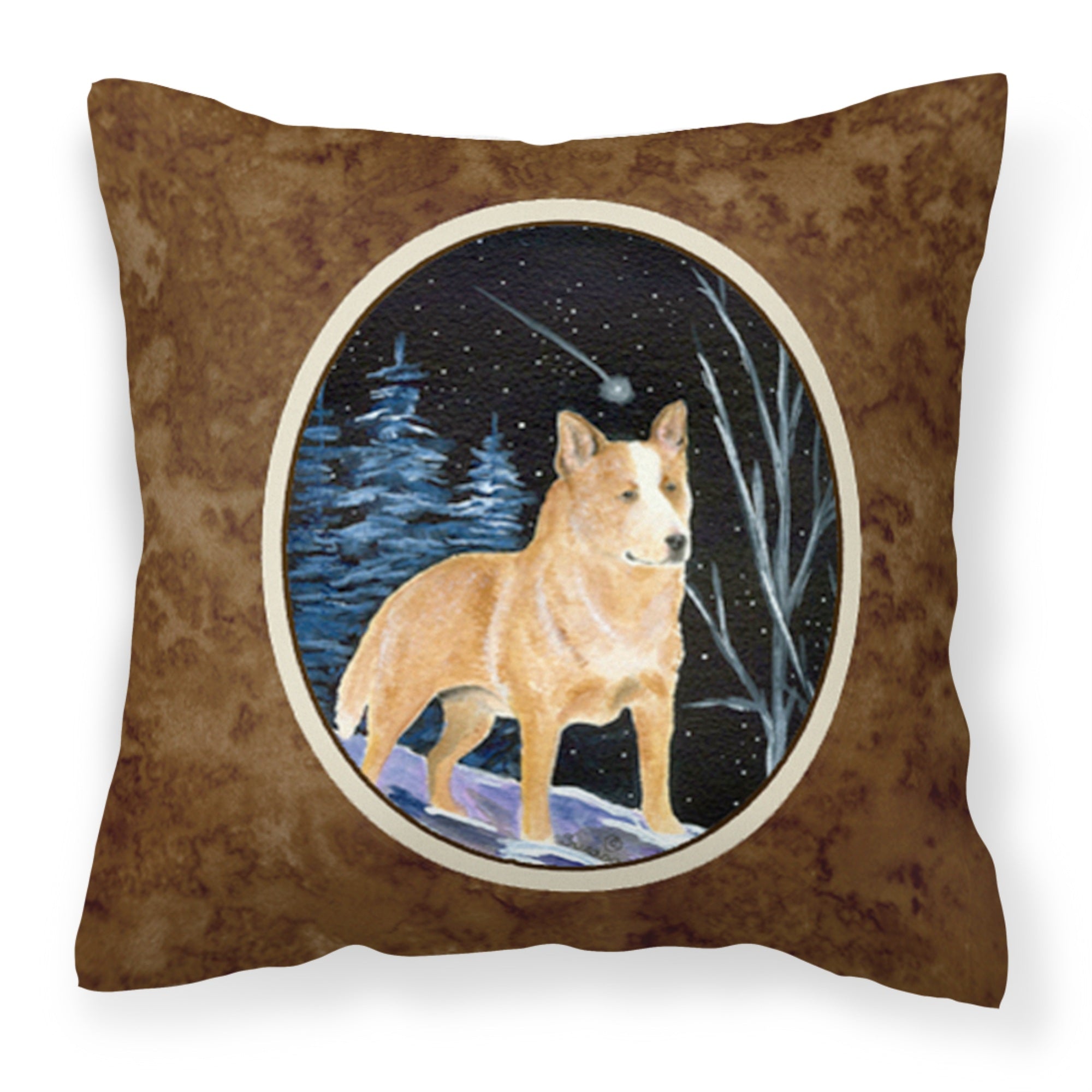 Caroline'S Treasures Ss8407Pw1414 Starry Night Australian Cattle Dog Fabric Pillow, Large, Multicolor