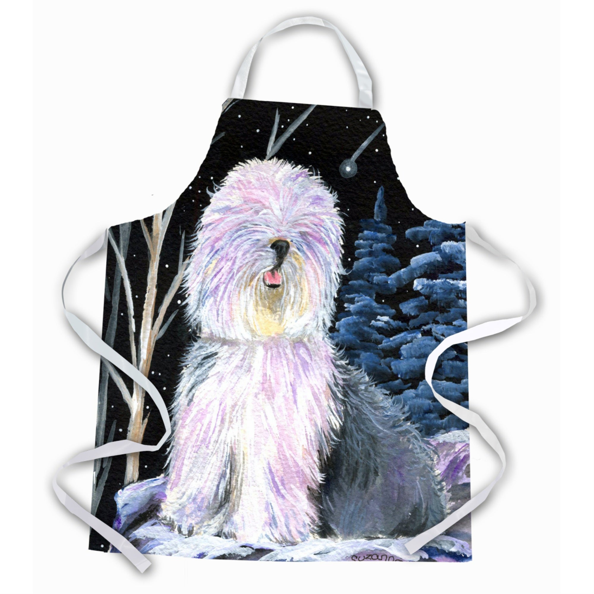 Caroline'S Treasures Ss8409Apron Starry Night Old English Sheepdog Apron, Large, Multicolor