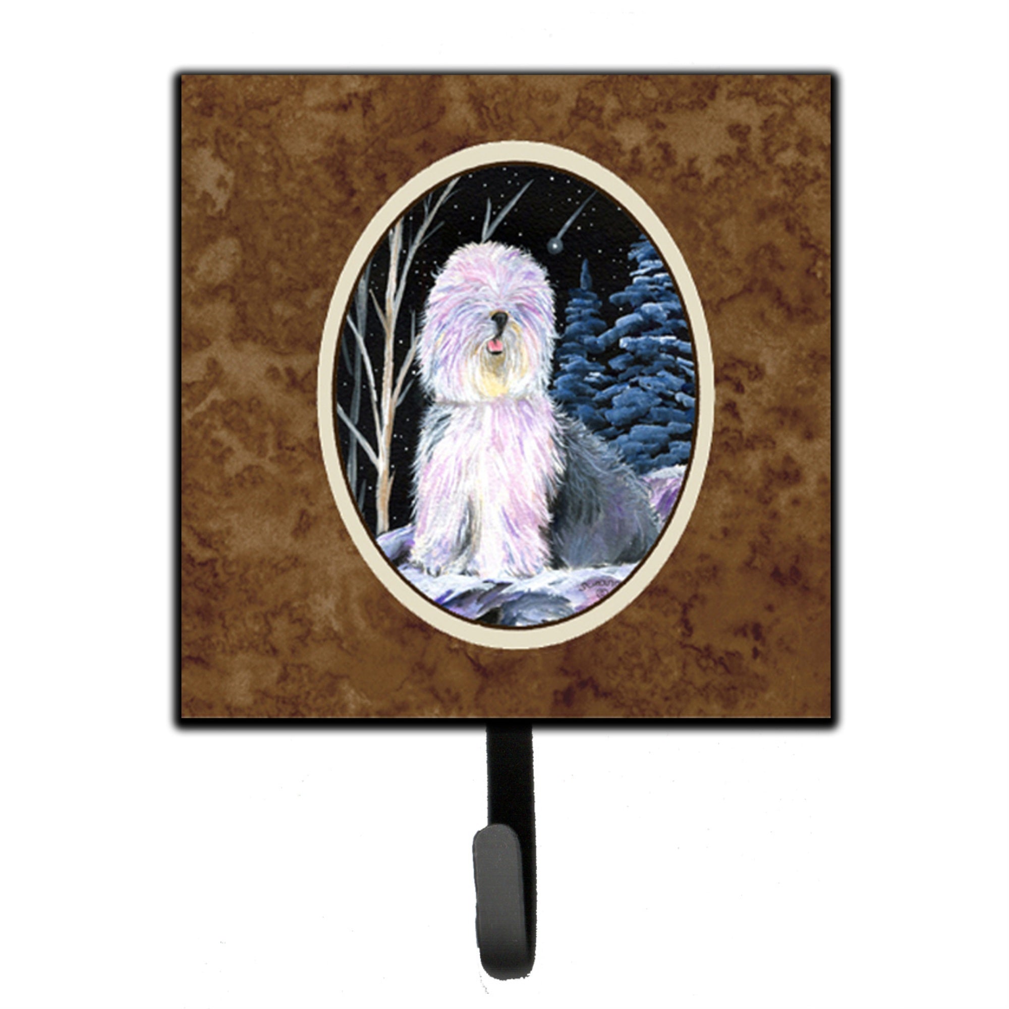 Caroline'S Treasures Ss8409Sh4 Starry Night Old English Sheepdog Leash Holder Or Key Hook, Small, Multicolor