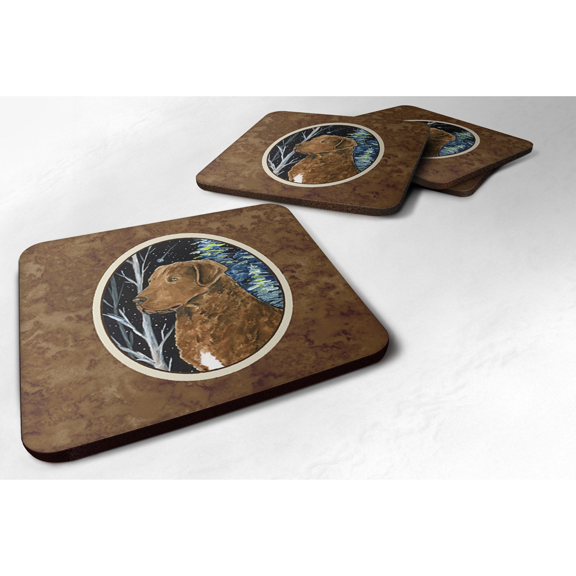 Caroline'S Treasures Ss8411Fc Starry Night Chesapeake Bay Retriever Foam Coasters Set Of 4 (Set Of 4), 3.5 H X 3.5 W,
