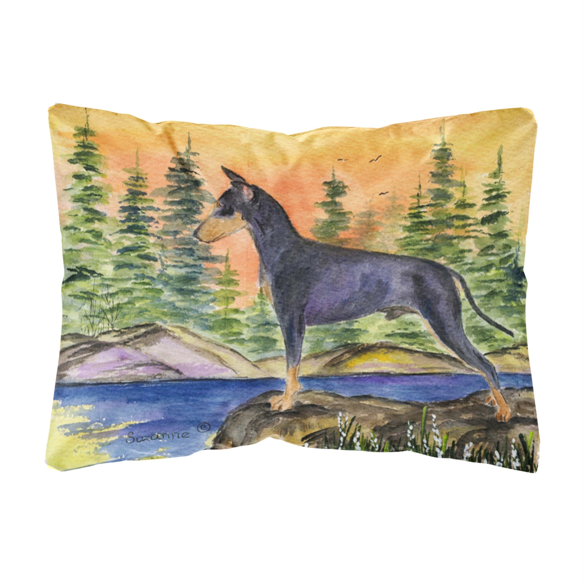 Caroline'S Treasures Ss8419Pw1216 Manchester Terrier Decorative Canvas Fabric Pillow, Large, Multicolor