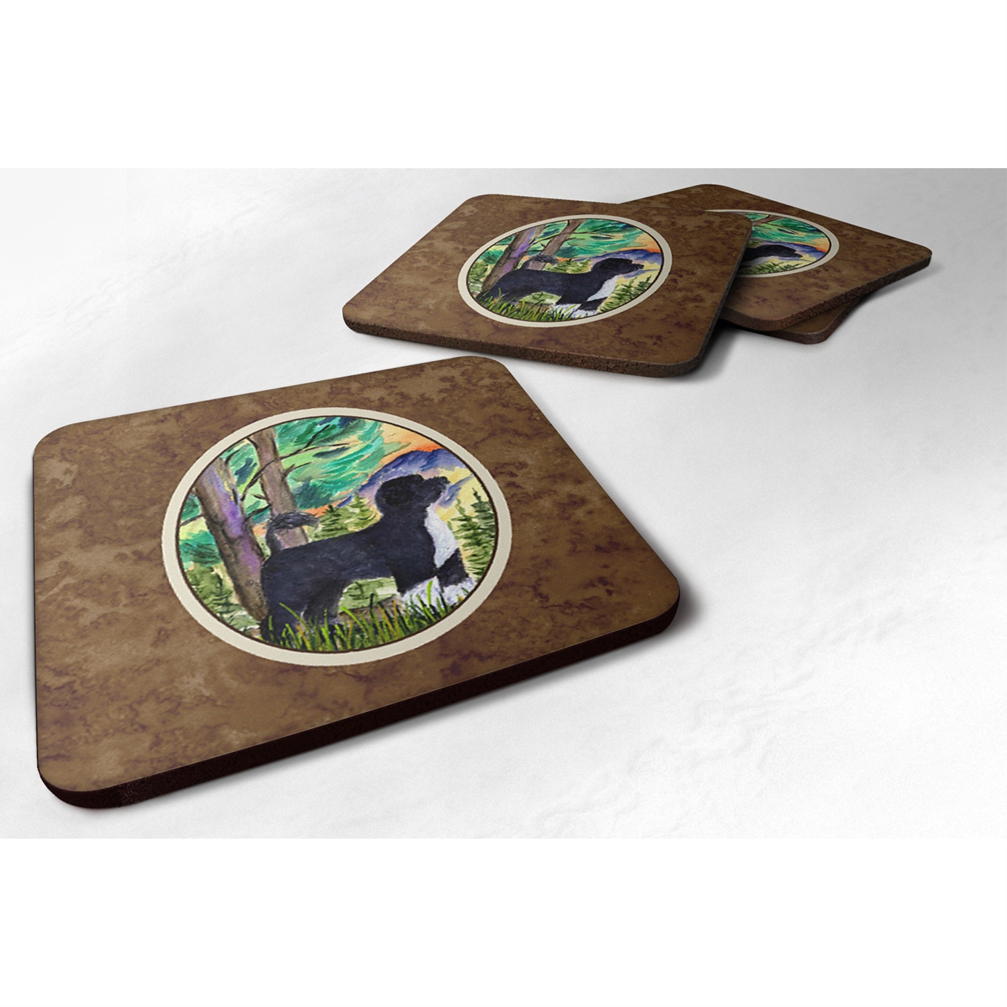 Caroline'S Treasures Ss8429Fc Portuguese Water Dog Foam Coasters (Set Of 4), 3.5 H X 3.5 W, Multicolor