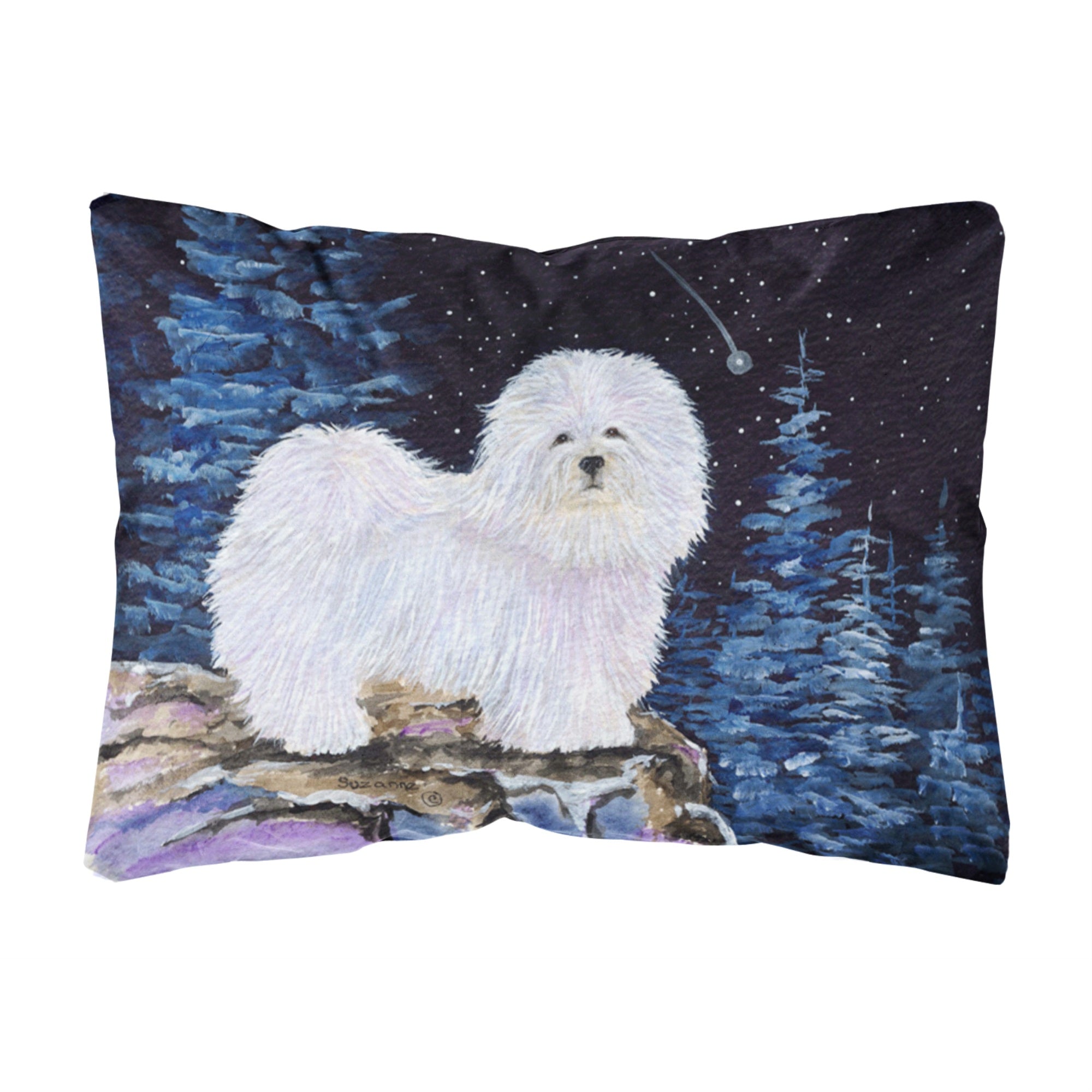 Caroline'S Treasures Starry Night Coton De Tulear Decorative Canvas Fabric Pillow, Large, Multicolor