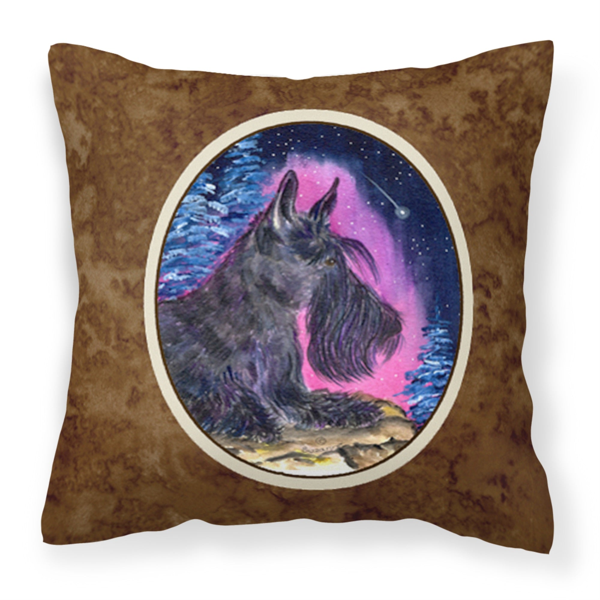 Caroline'S Treasures Ss8442Pw1414 Starry Night Scottish Terrier Fabric Pillow, Large, Multicolor