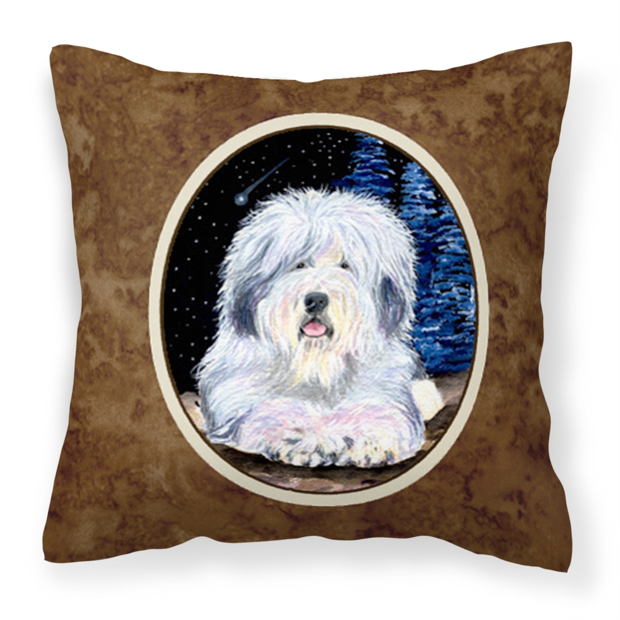 Caroline'S Treasures Ss8443Pw1414 Starry Night Old English Sheepdog Fabric Pillow, Large, Multicolor