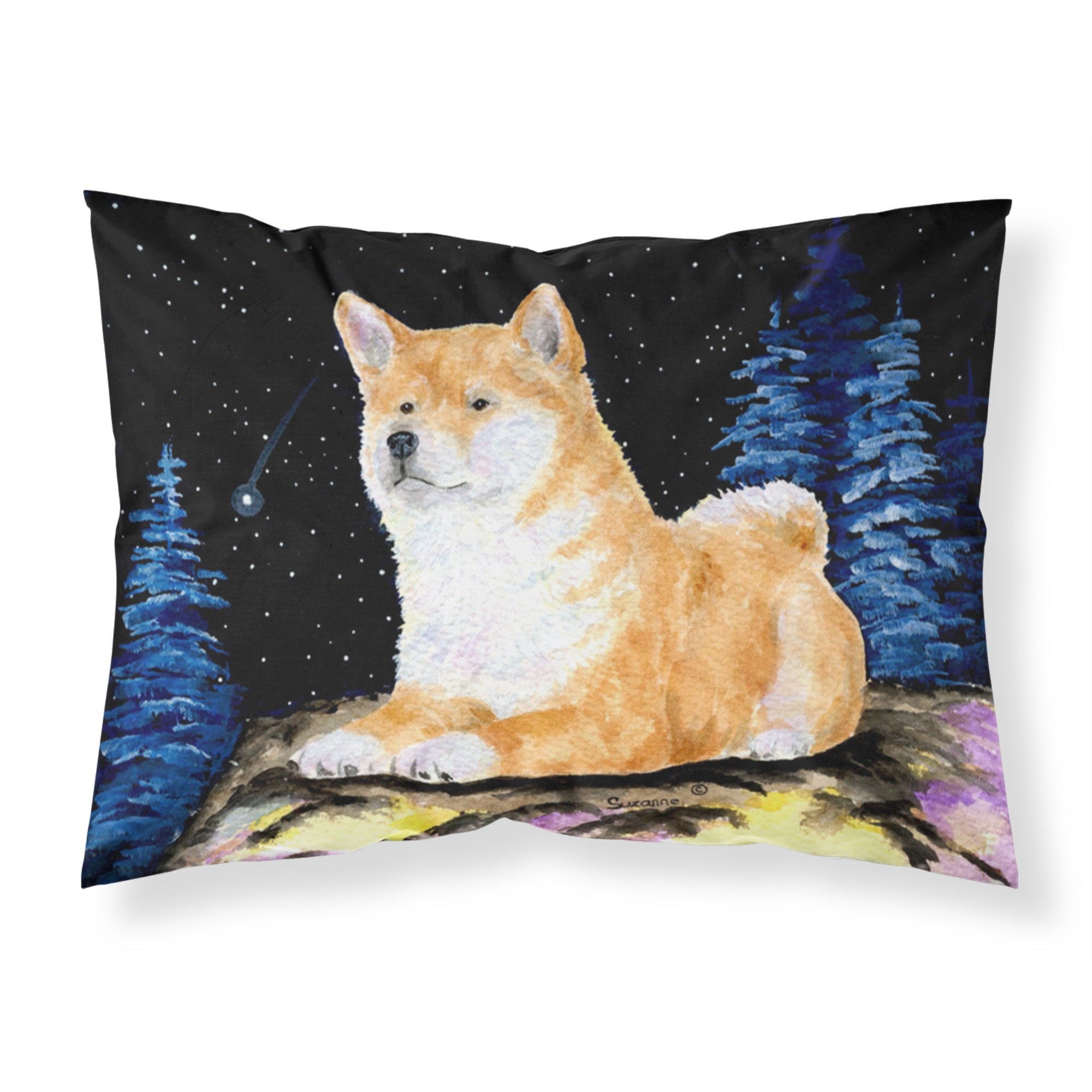 Caroline'S Treasures Ss8445Pillowcase Starry Night Shiba Inu Moisture Wicking Fabric Standard Pillowcase, Large, Multicolor