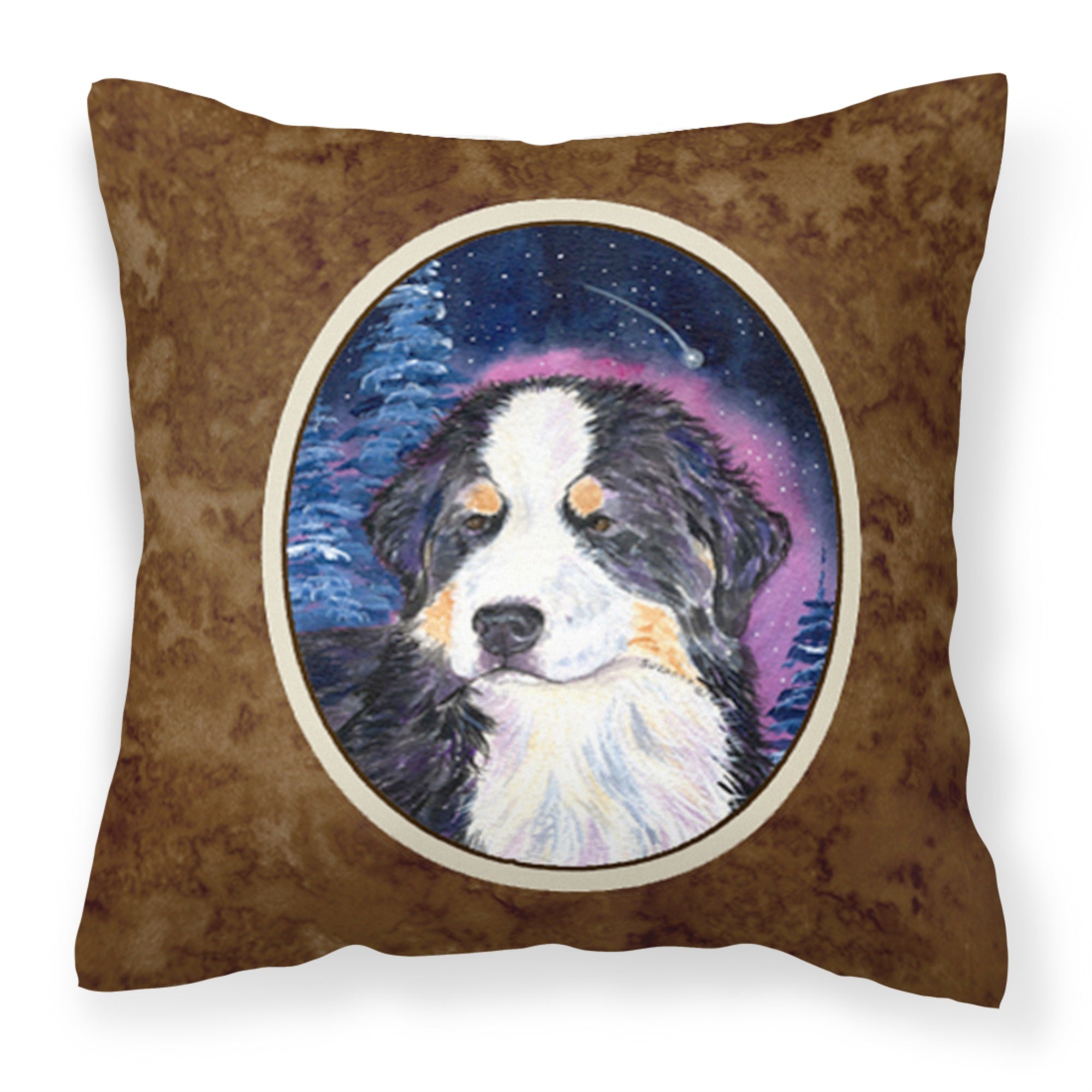Caroline'S Treasures Ss8446Pw1414 Starry Night Bernese Mountain Dog Fabric Pillow, Large, Multicolor