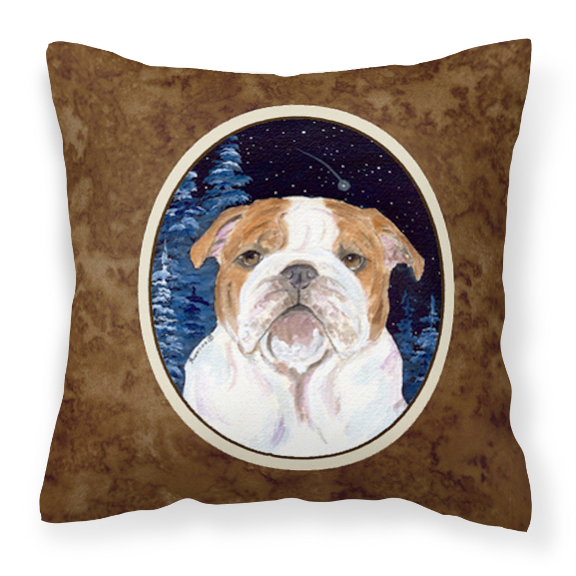 Caroline'S Treasures Ss8447Pw1414 Starry Night English Bulldog Fabric Pillow, Large, Multicolor