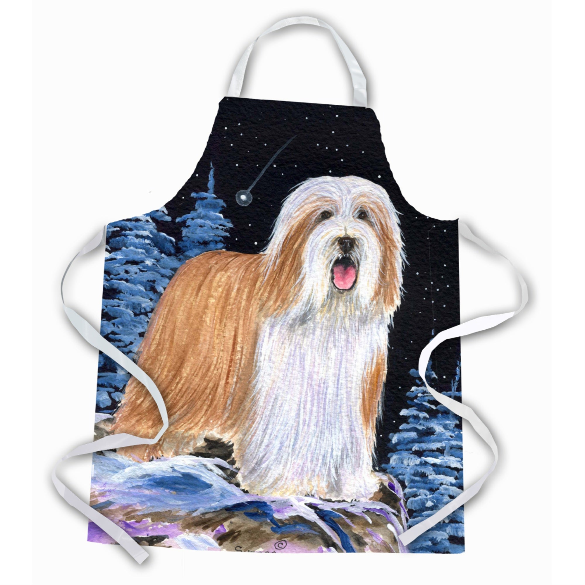 Caroline'S Treasures Ss8451Apron Starry Night Bearded Collie Apron, Large, Multicolor