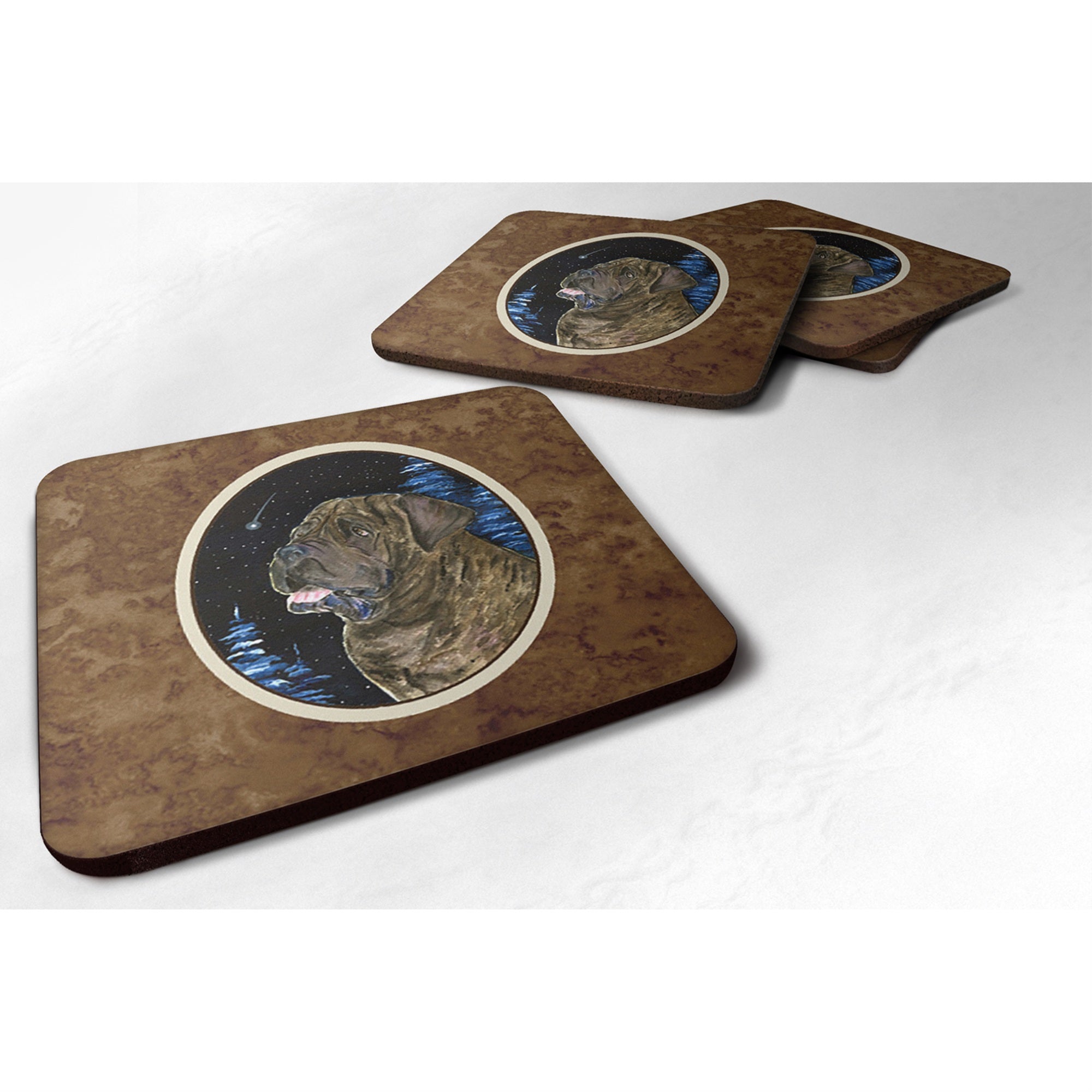 Caroline'S Treasures Ss8463Fc Starry Night Mastiff Foam Coasters Set Of 4 (Set Of 4), 3.5 H X 3.5 W, Multicolor