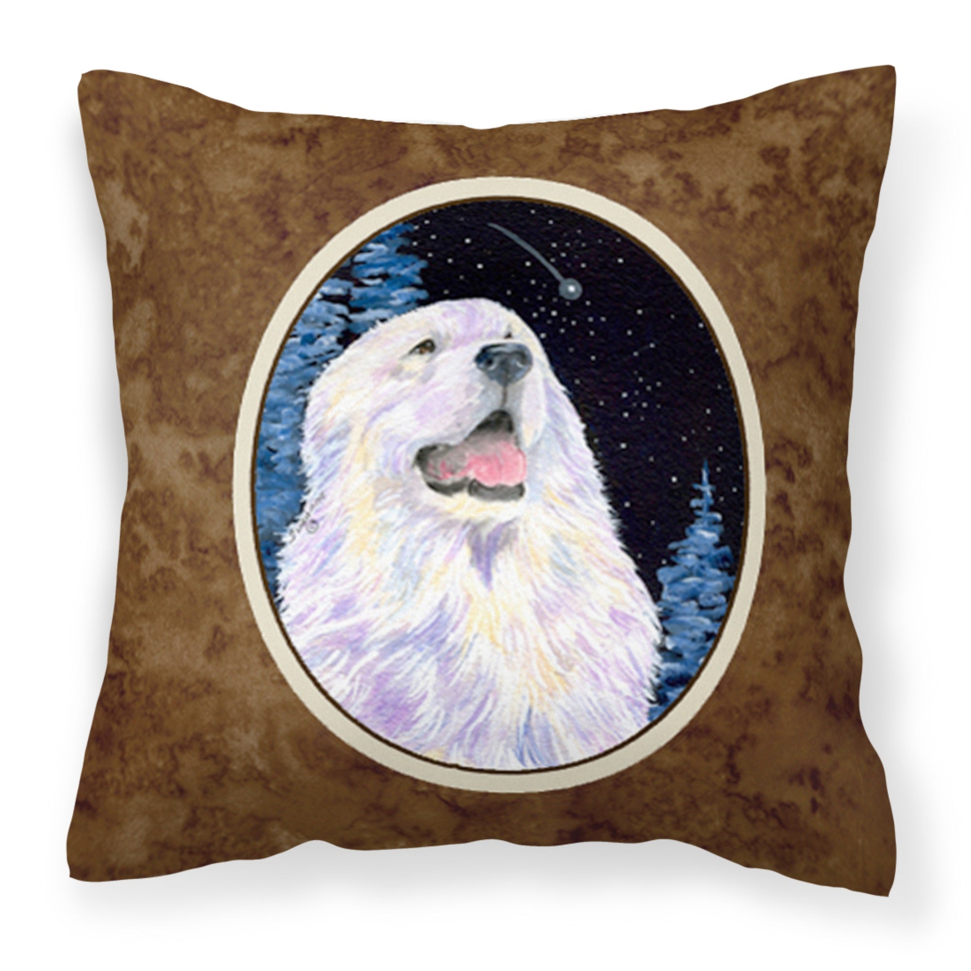 Caroline'S Treasures Ss8466Pw1414 Starry Night Great Pyrenees Fabric Pillow, Large, Multicolor