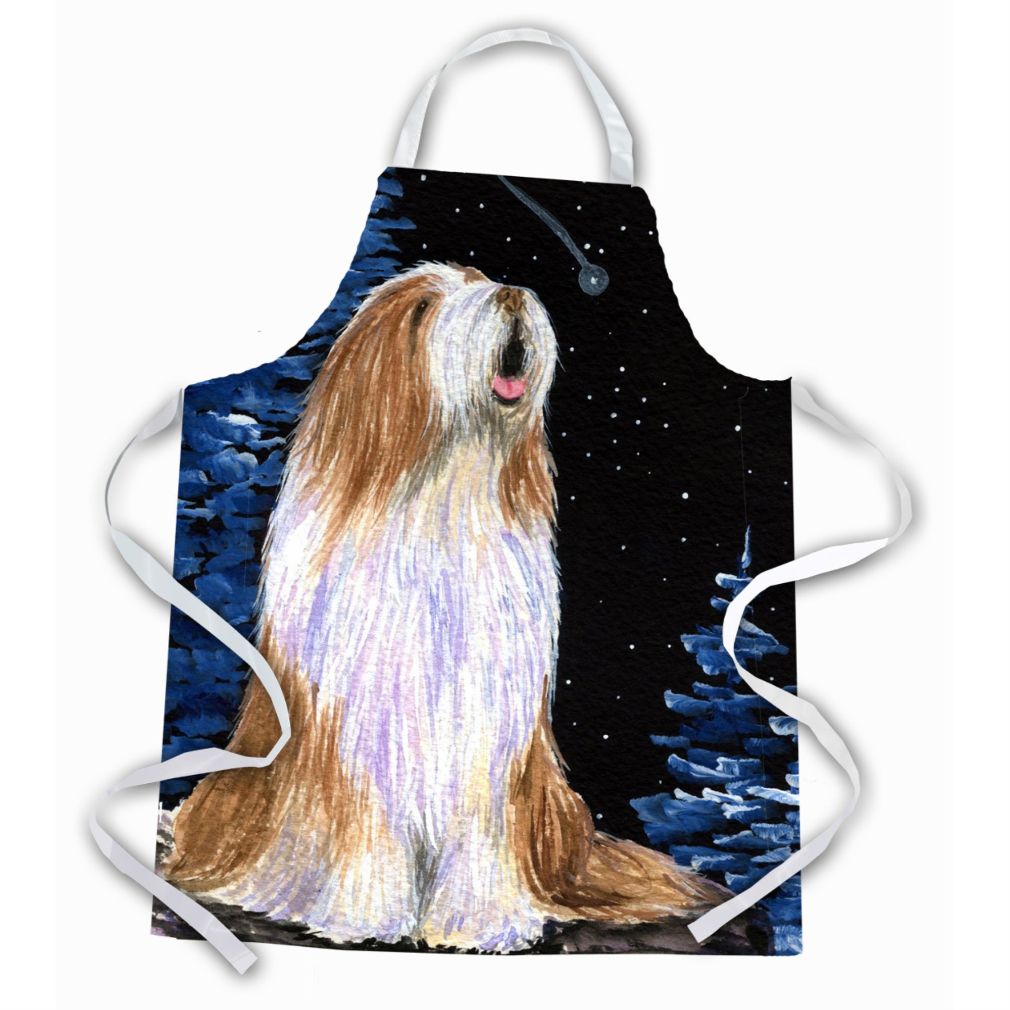 Caroline'S Treasures Ss8467Apron Starry Night Bearded Collie Apron, Large, Multicolor