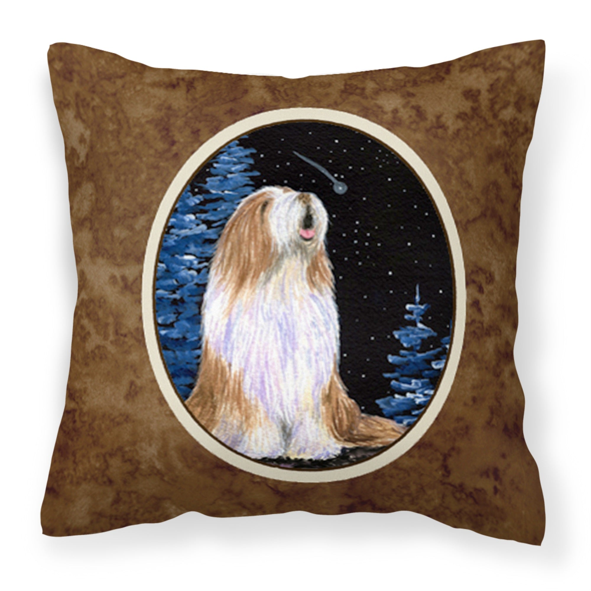 Caroline'S Treasures Ss8467Pw1414 Starry Night Bearded Collie Fabric Pillow, Large, Multicolor