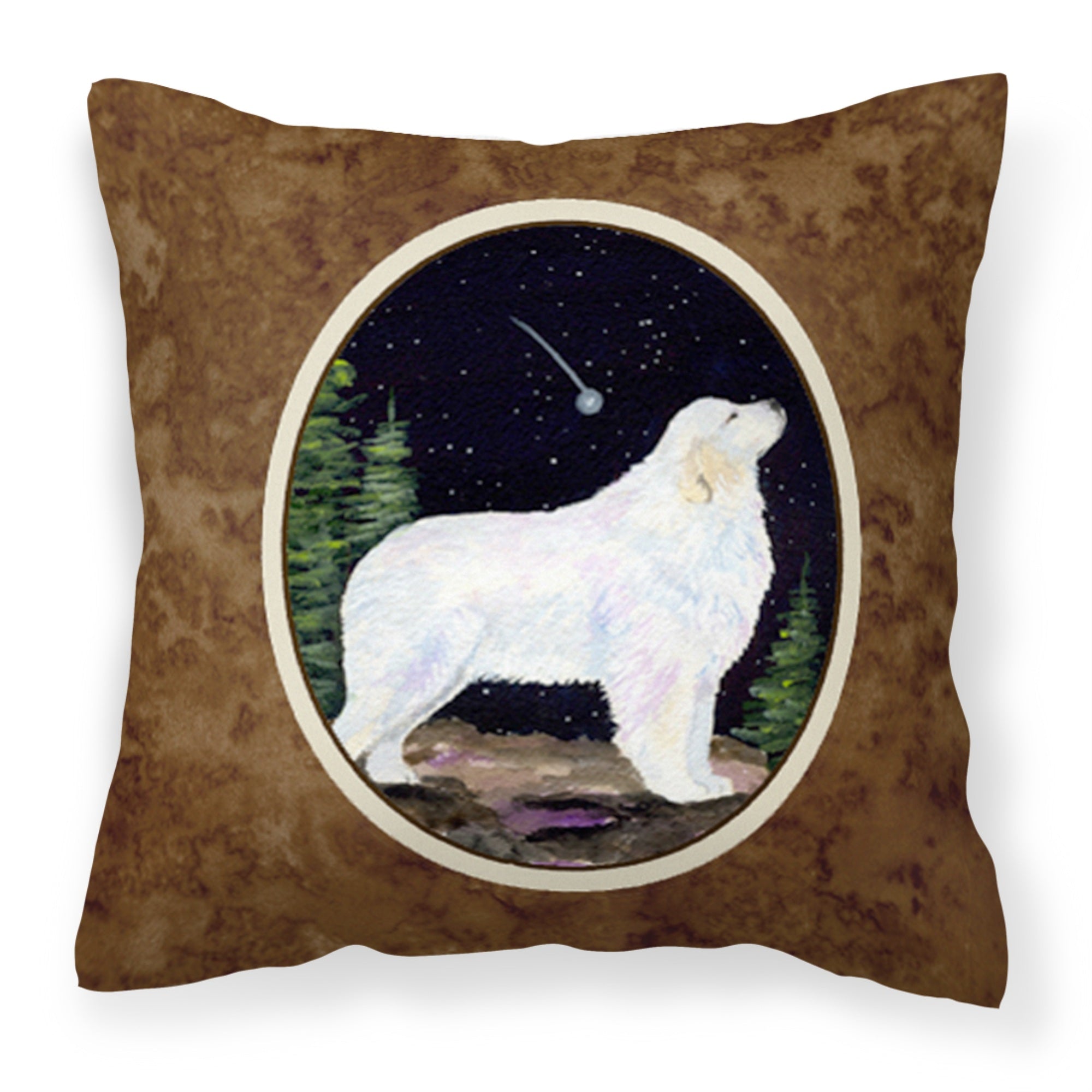 Caroline'S Treasures Ss8471Pw1414 Starry Night Great Pyrenees Fabric Pillow, Large, Multicolor