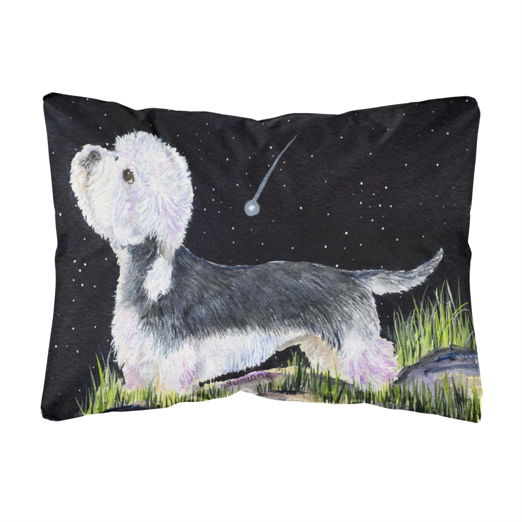 Caroline'S Treasures Starry Night Dandie Dinmont Terrier Decorative Canvas Fabric Pillow, Large, Multicolor