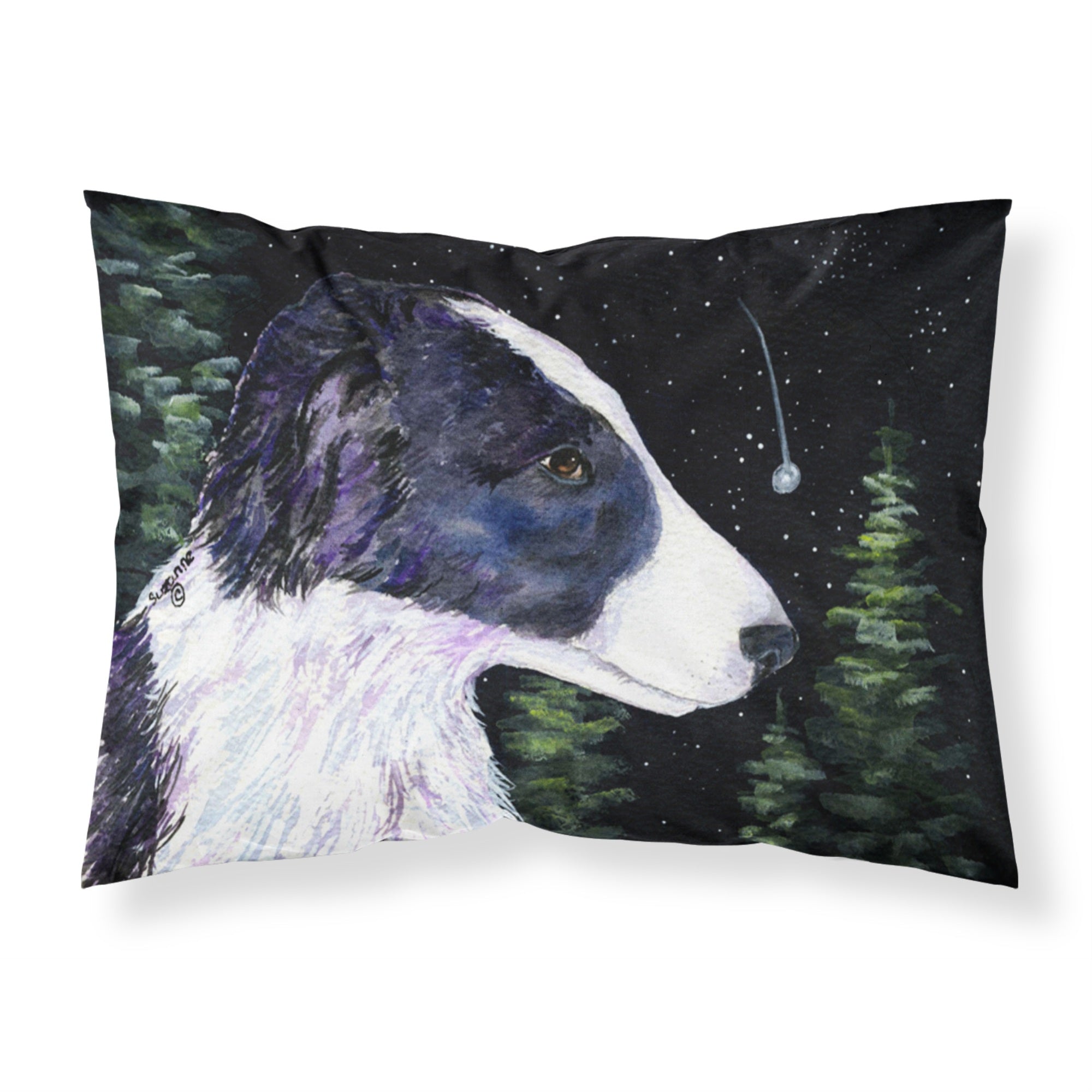 Caroline'S Treasures Ss8490Pillowcase Starry Night Border Collie Moisture Wicking Fabric Standard Pillowcase, Large, Multicolo