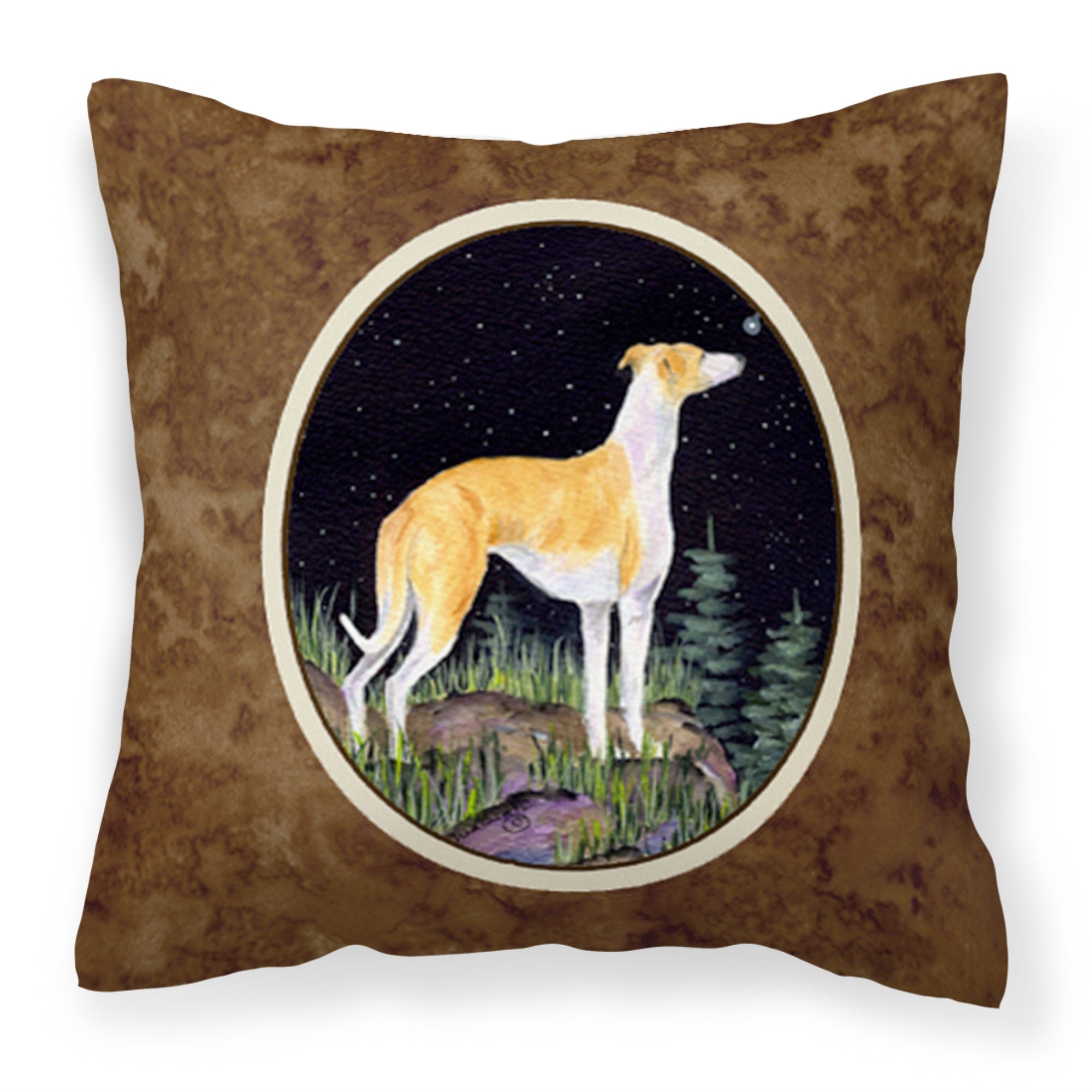 Caroline'S Treasures Ss8492Pw1414 Starry Night Whippet Decorative Canvas Fabric Pillow, Large, Multicolor