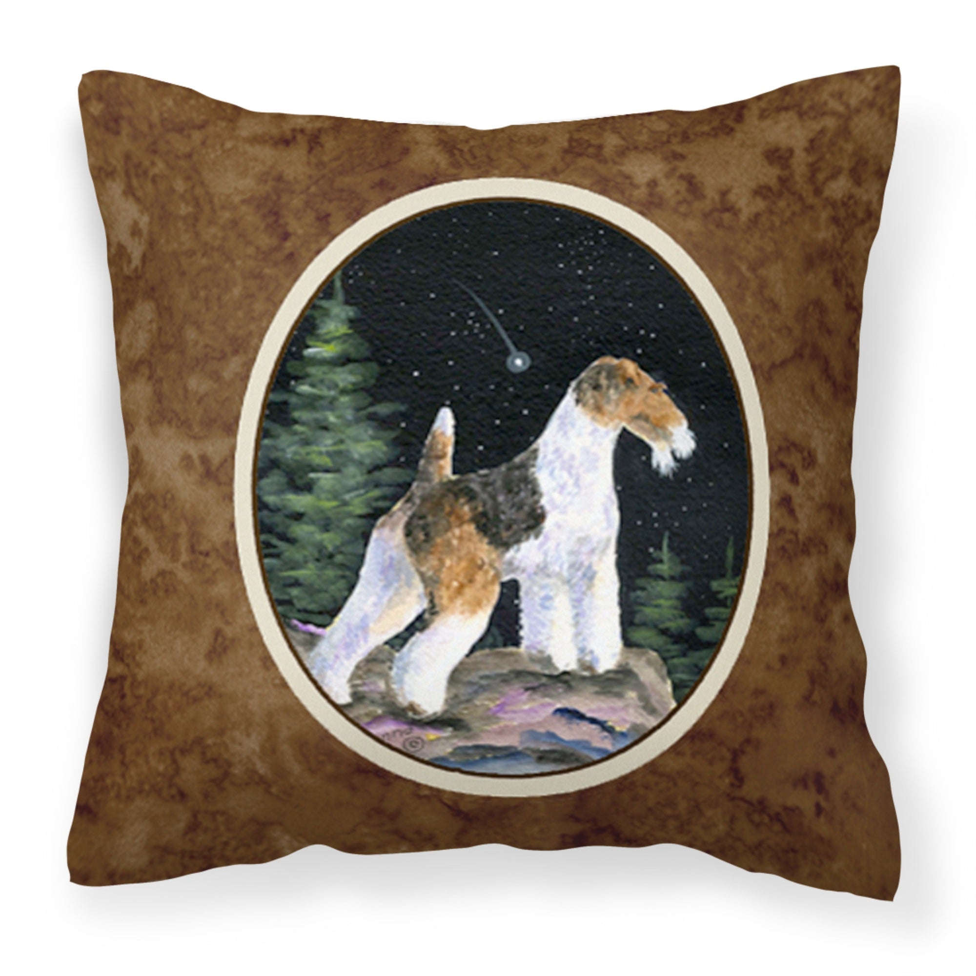 Caroline'S Treasures Ss8500Pw1414 Starry Night Fox Terrier Decorative Canvas Fabric Pillow, Large, Multicolor