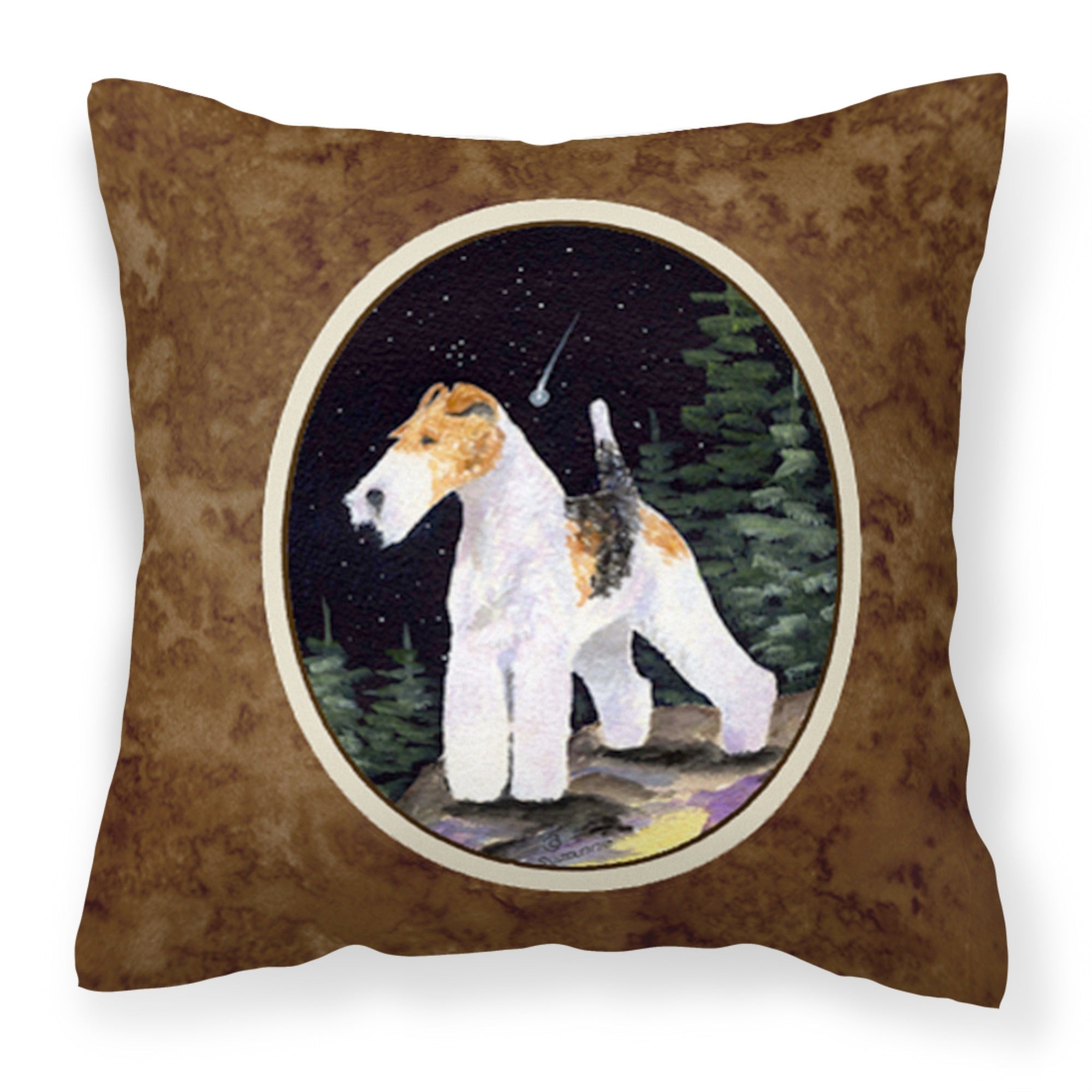 Caroline'S Treasures Ss8503Pw1414 Starry Night Fox Terrier Decorative Canvas Fabric Pillow, Large, Multicolor