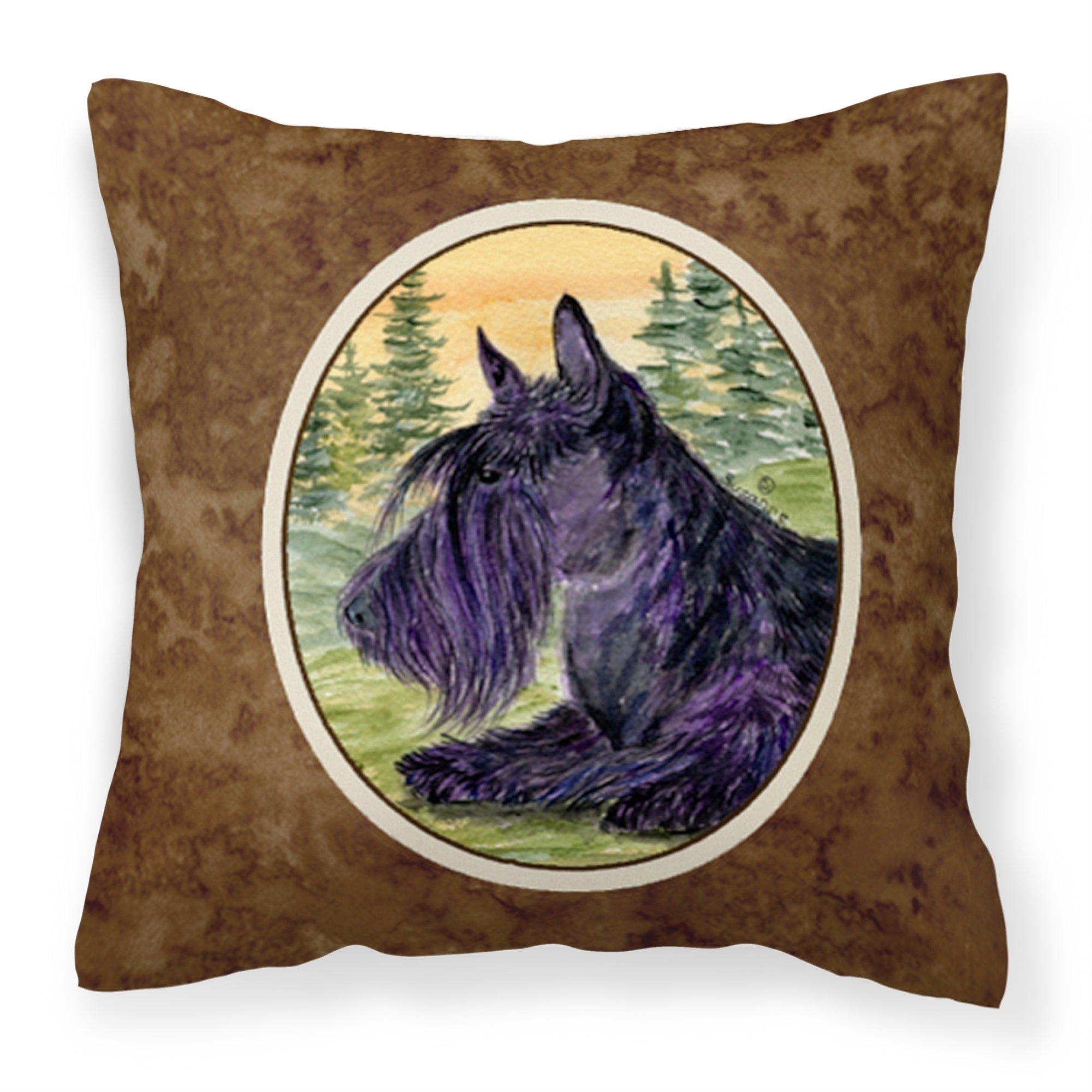 Caroline'S Treasures Ss8511Pw1414 Scottish Terrier Decorative Canvas Fabric Pillow, Large, Multicolor