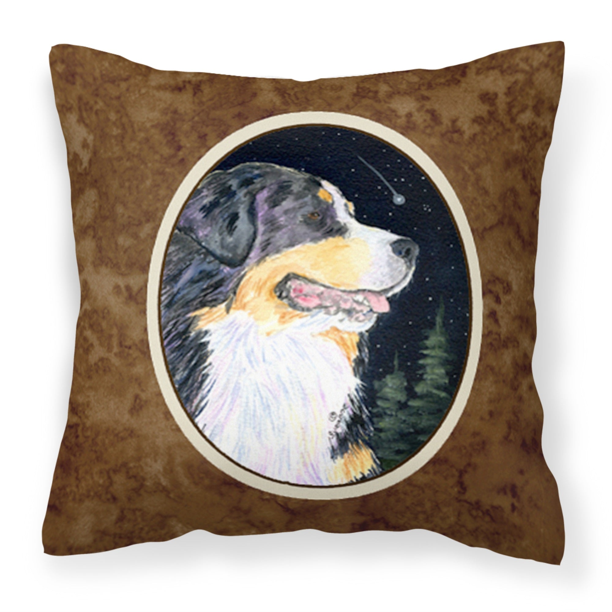 Caroline'S Treasures Ss8512Pw1414 Starry Night Bernese Mountain Dog Fabric Pillow, Large, Multicolor