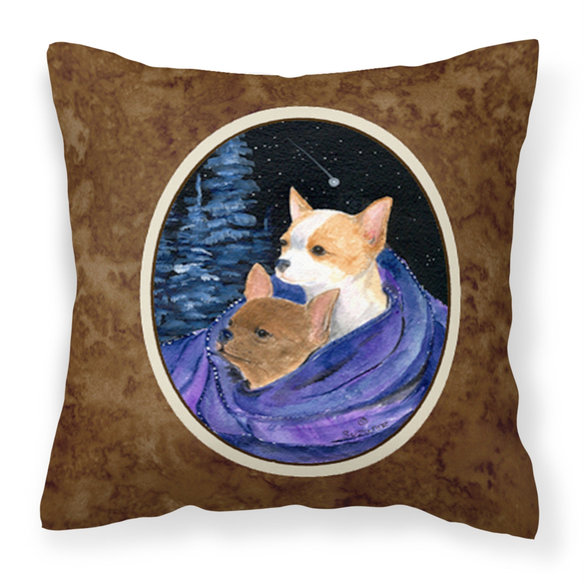 Caroline'S Treasures Ss8513Pw1414 Starry Night Chihuahua Decorative Canvas Fabric Pillow, Large, Multicolor