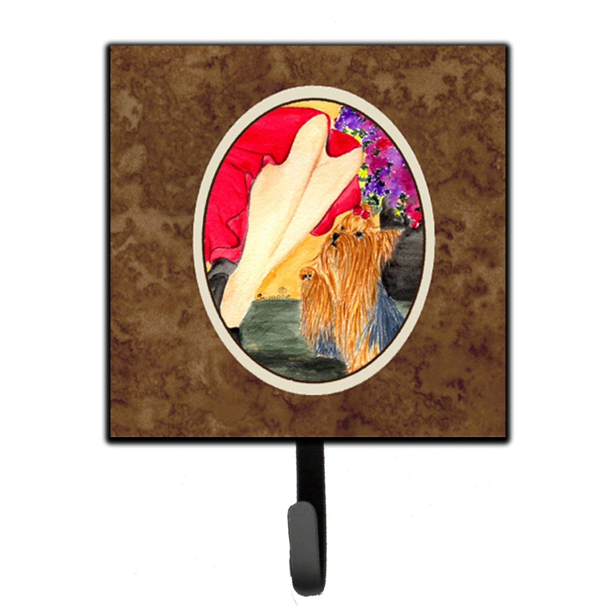 Caroline'S Treasures Ss8522Sh4 Lady With Her Yorkie Leash Holder Or Key Hook, Small, Multicolor
