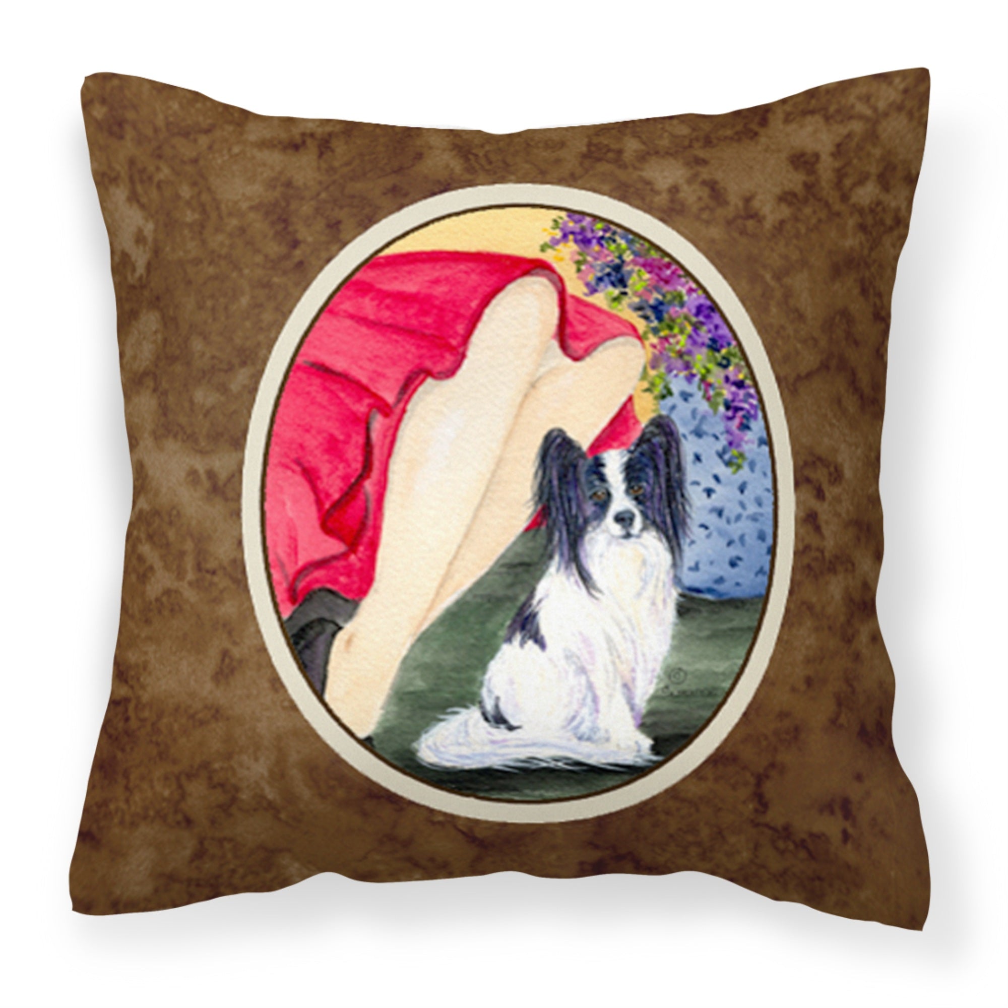 Caroline'S Treasures Ss8523Pw1414 Lady With Her Papillon Decorative Canvas Fabric Pillow, Large, Multicolor