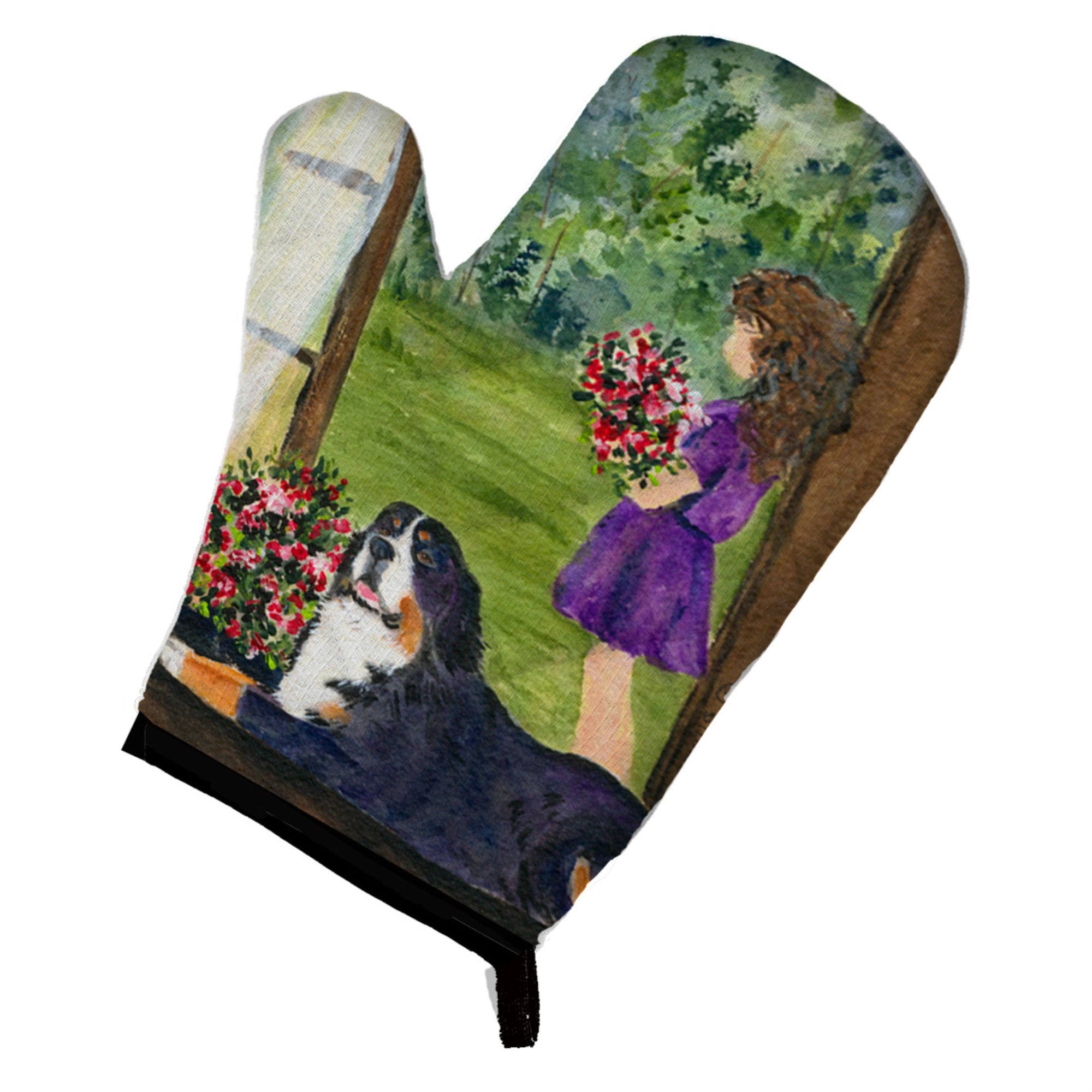 Caroline'S Treasures Ss8535Ovmt Little Girl With Her Bernese Mountain Dog Oven Mitt, 12 By 8.5, Multicolor