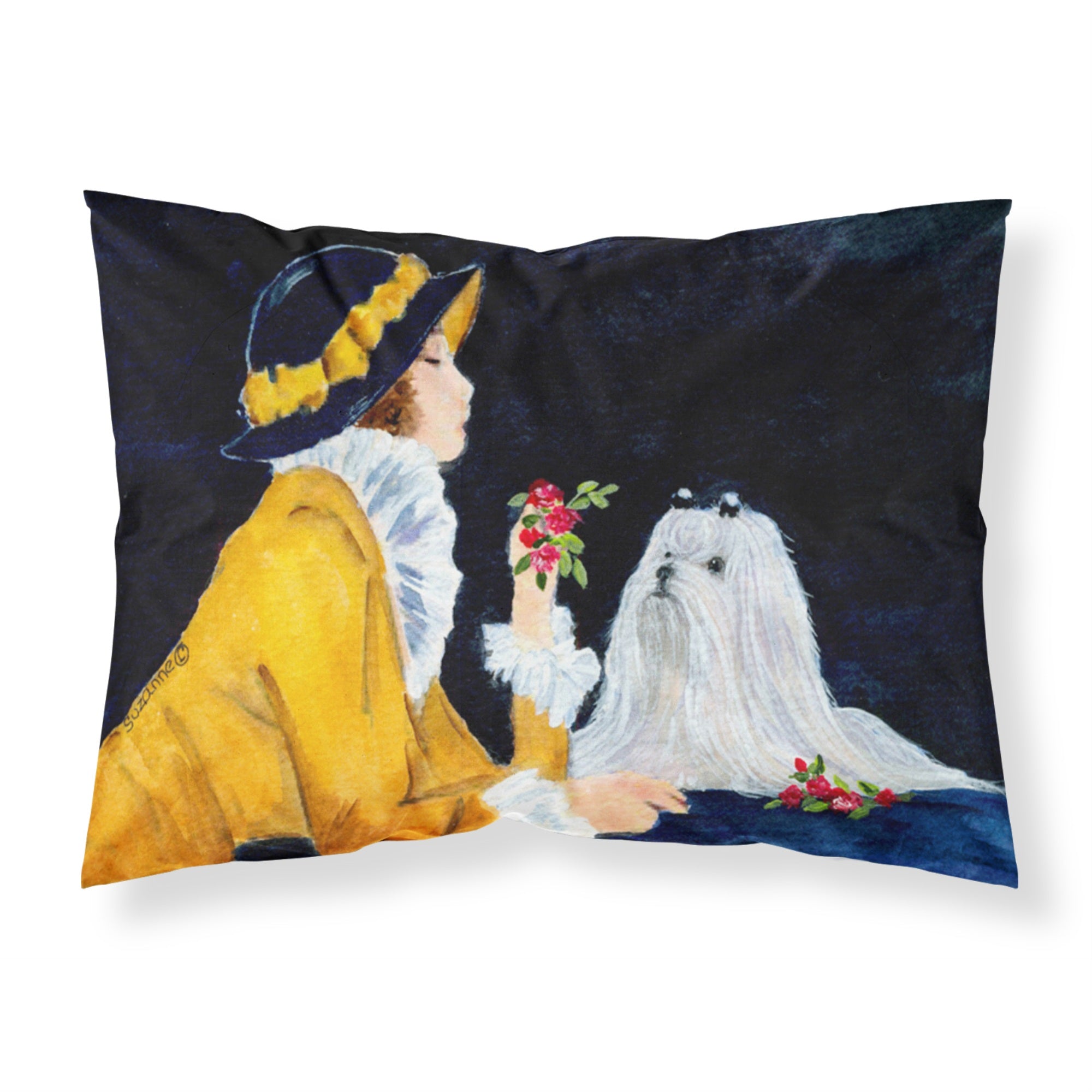 Caroline'S Treasures Ss8537Pillowcase Lady With Her Maltese Moisture Wicking Fabric Standard Pillowcase, Large, Multicolor