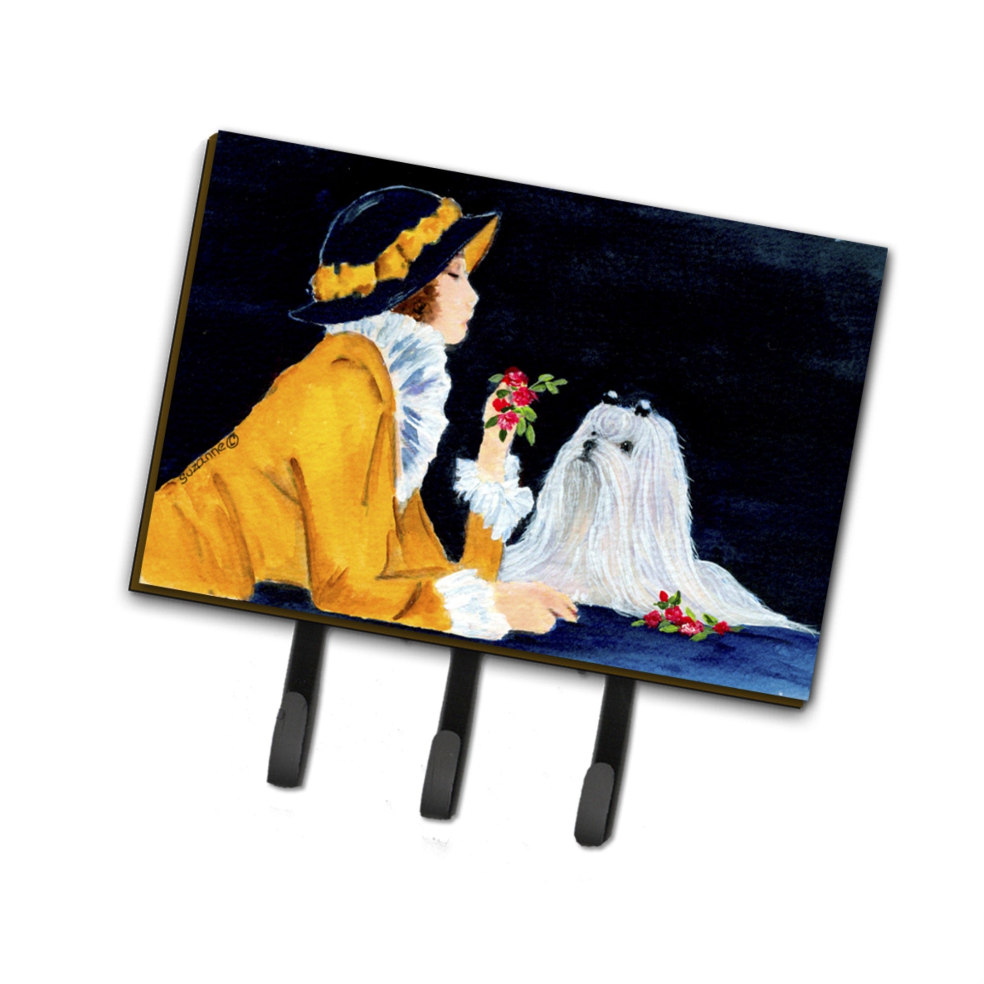 Caroline'S Treasures Ss8537Th68 Lady With Her Maltese Leash Holder Or Key Hook, Large, Multicolor
