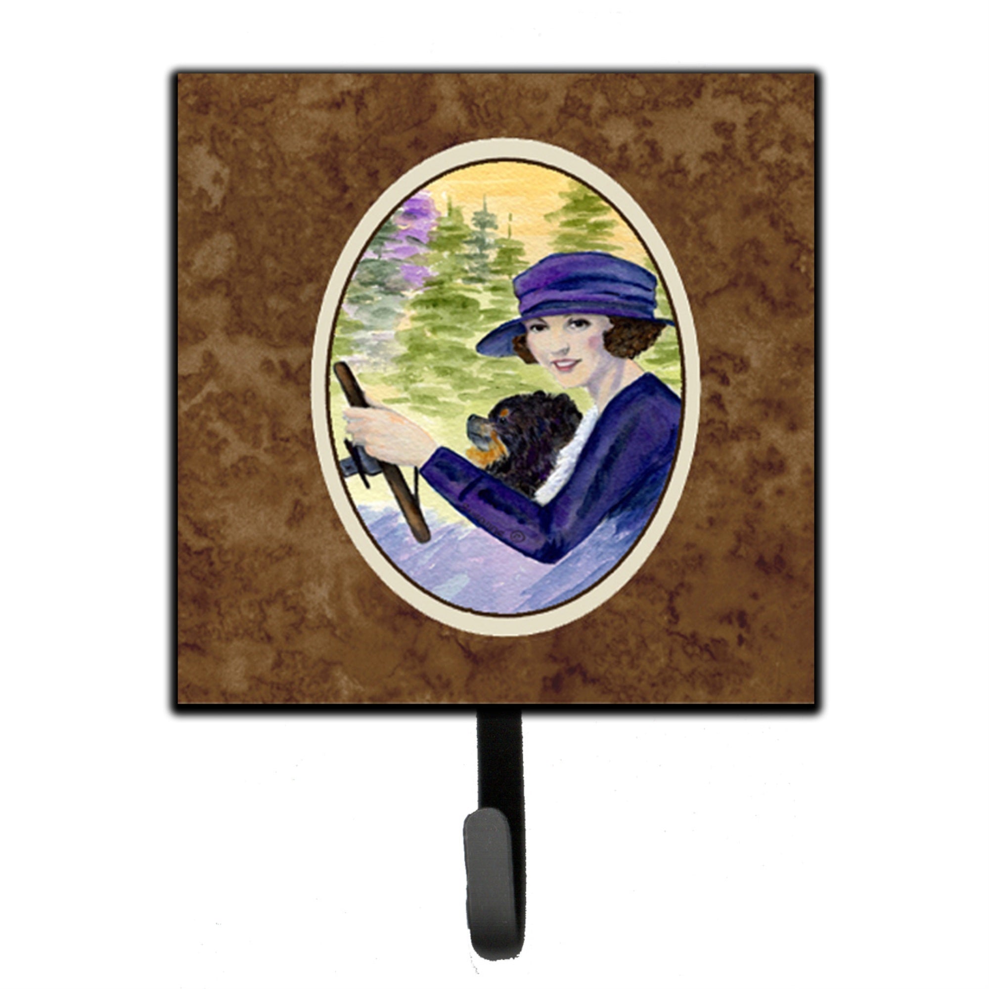 Caroline'S Treasures Ss8538Sh4 Lady Driving With Her Pomeranian Leash Holder Or Key Hook, Small, Multicolor