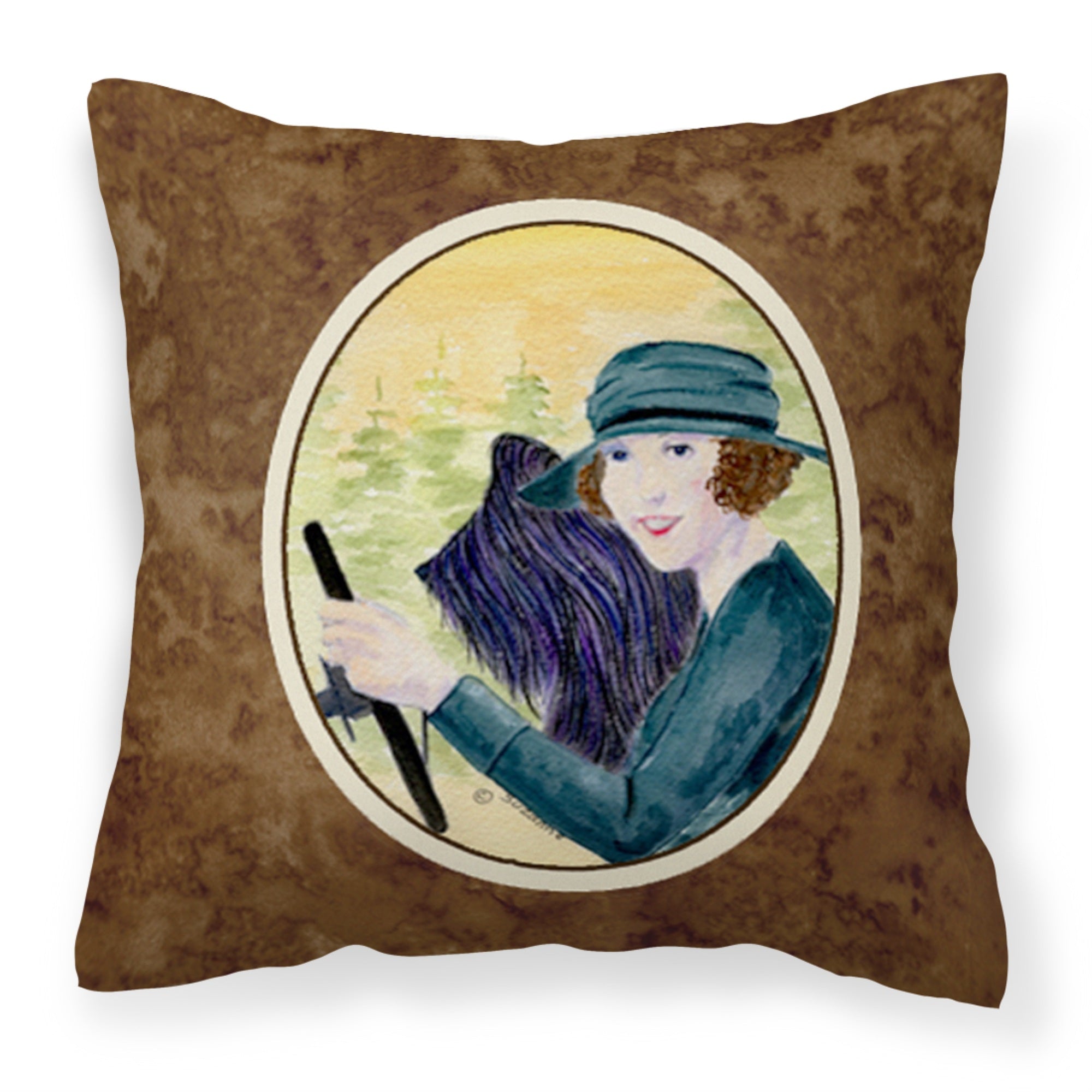 Caroline'S Treasures Ss8549Pw1414 Lady Driving With Her Briard Fabric Pillow, Large, Multicolor