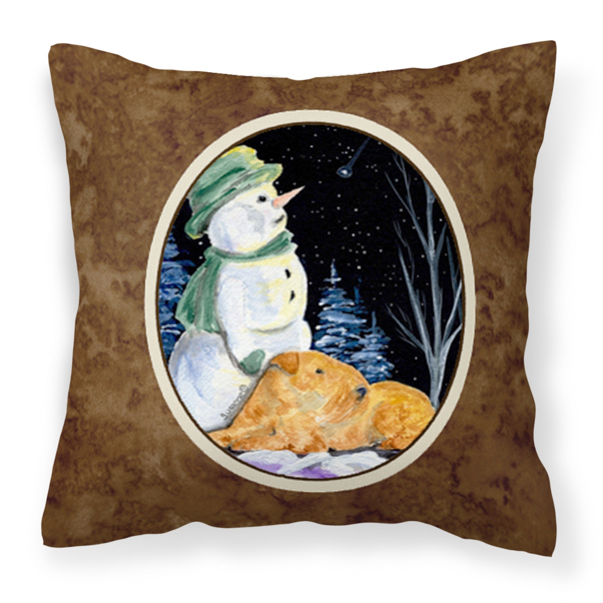 Caroline'S Treasures Ss8555Pw1414 Snowman With Welsh Terrier Fabric Pillow, Large, Multicolor