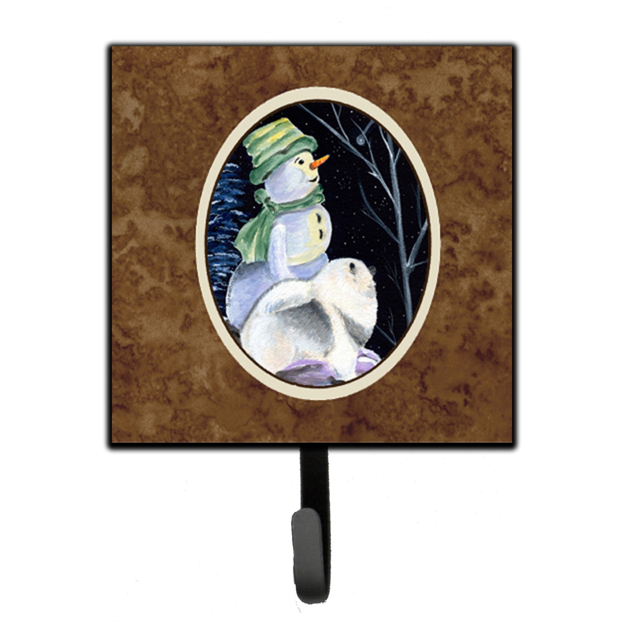 Caroline'S Treasures Ss8557Sh4 Snowman With Keeshond Leash Holder Or Key Hook, Small, Multicolor