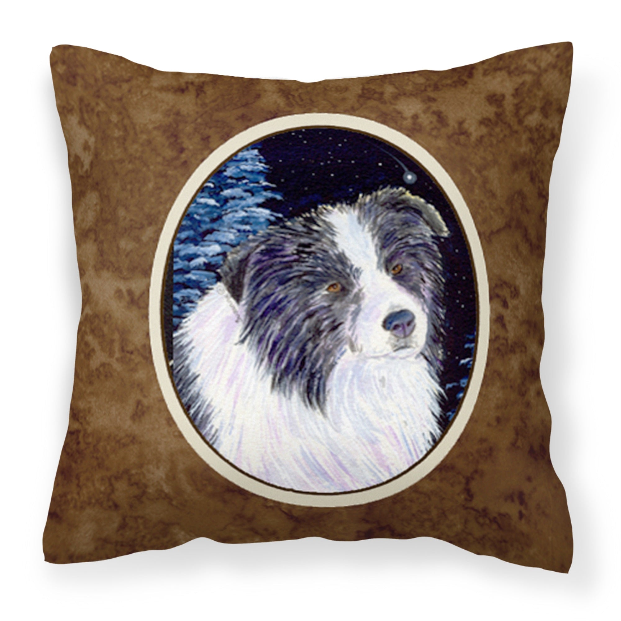 Caroline'S Treasures Ss8558Pw1414 Starry Night Border Collie Fabric Pillow, Large, Multicolor