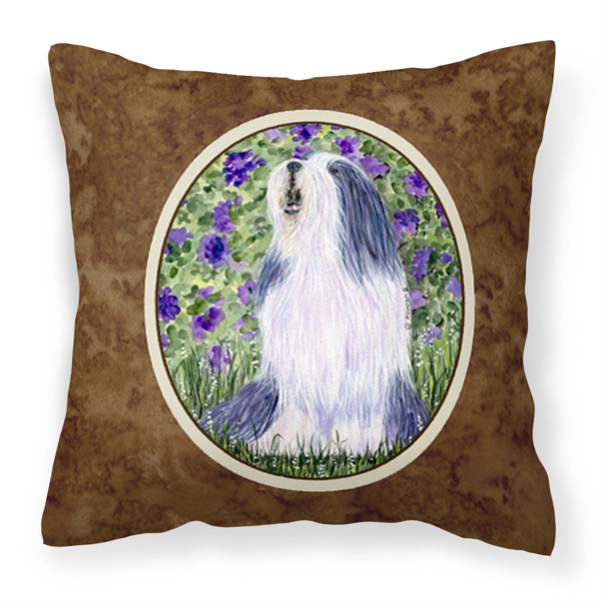 Caroline'S Treasures Ss8602Pw1414 Bearded Collie Decorative Canvas Fabric Pillow, Large, Multicolor