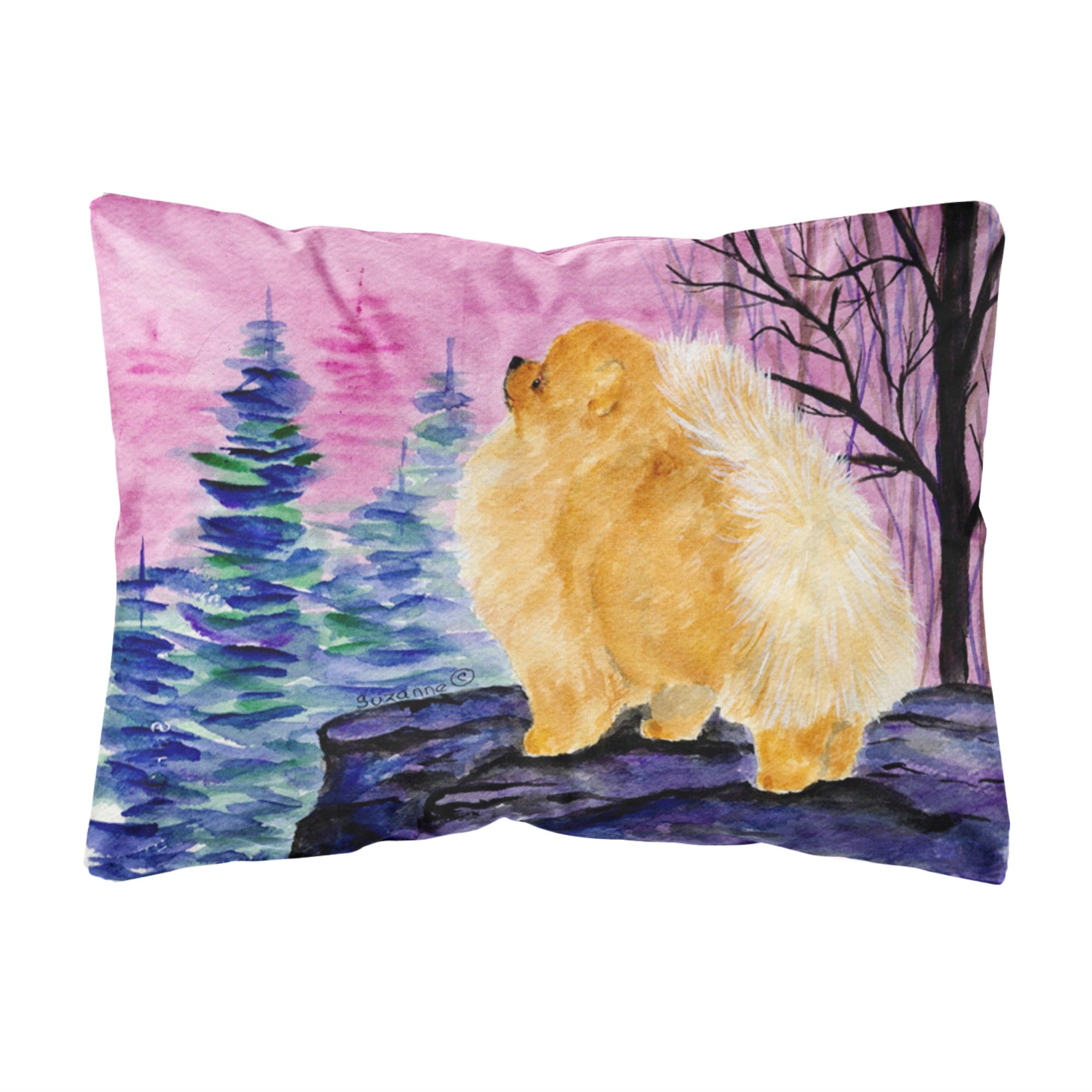 Caroline'S Treasures Ss8606Pw1216 Pomeranian Decorative Canvas Fabric Pillow, Large, Multicolor