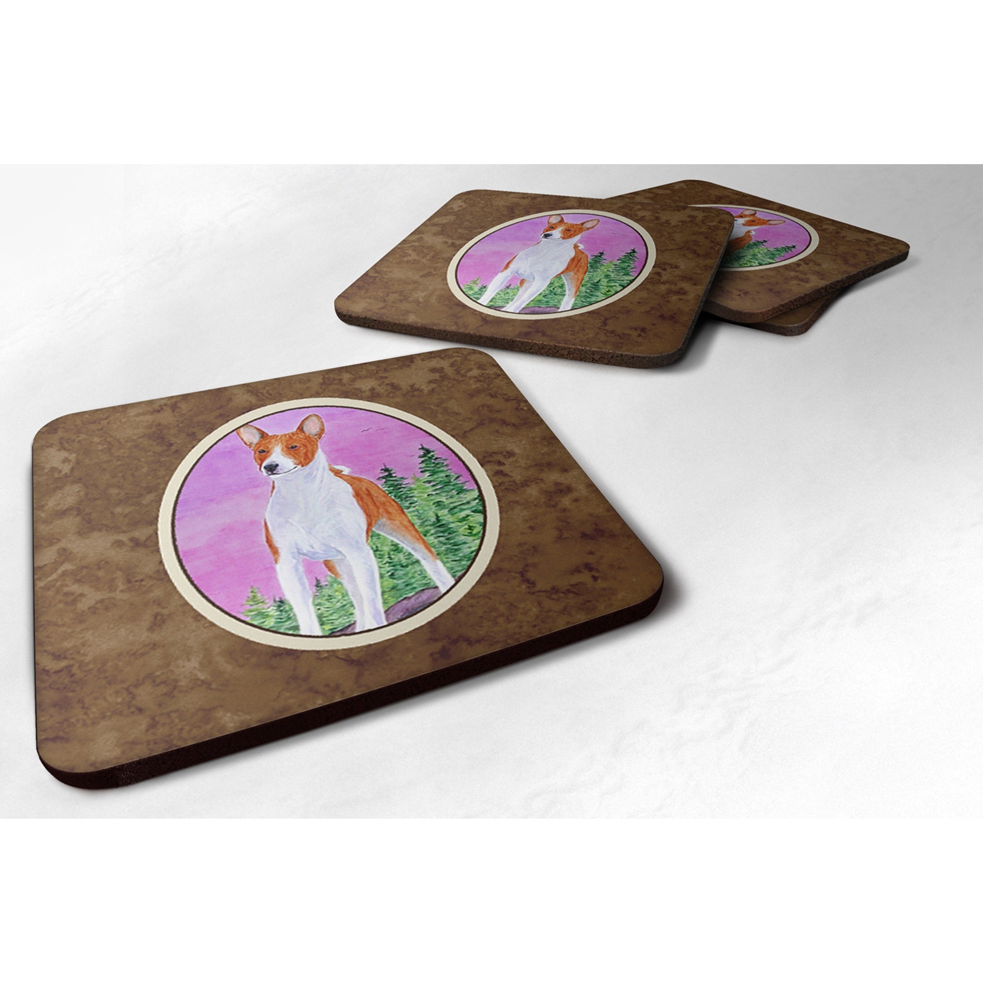 Caroline'S Treasures Ss8611Fc Basenji Foam Coasters (Set Of 4), 3.5 H X 3.5 W, Multicolor