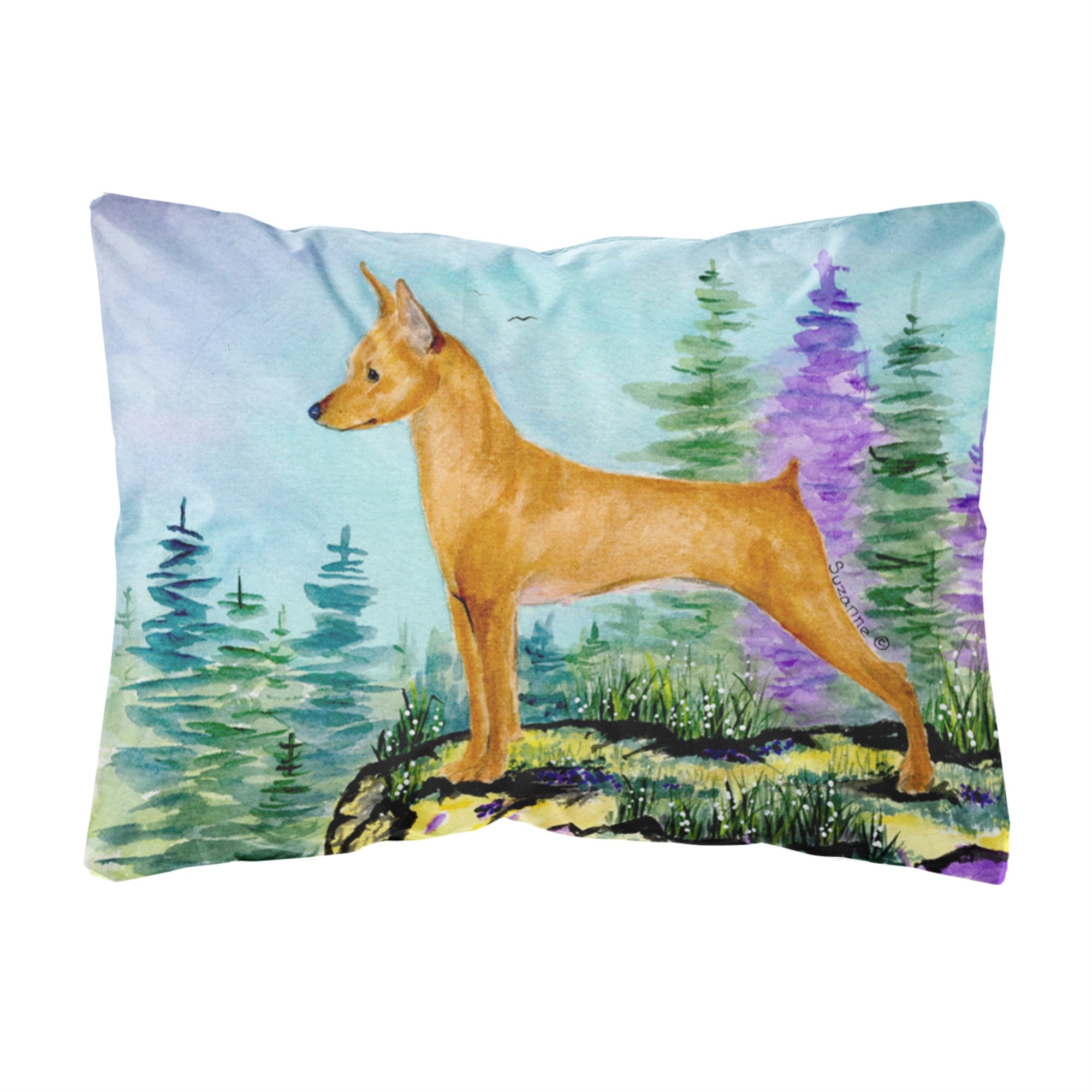 Caroline'S Treasures Ss8660Pw1216 Min Pin Decorative Canvas Fabric Pillow, Large, Multicolor