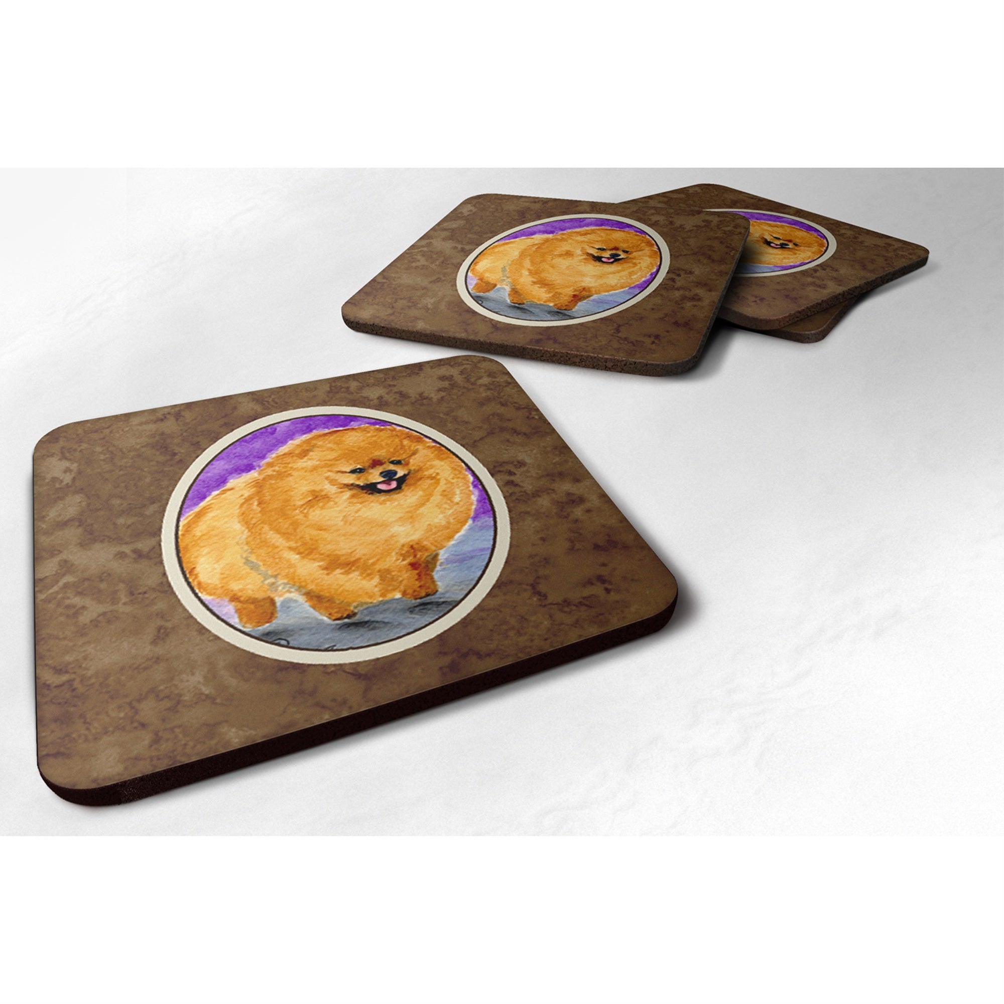 Caroline'S Treasures Ss8681Fc Pomeranian Foam Coasters (Set Of 4), 3.5 H X 3.5 W, Multicolor