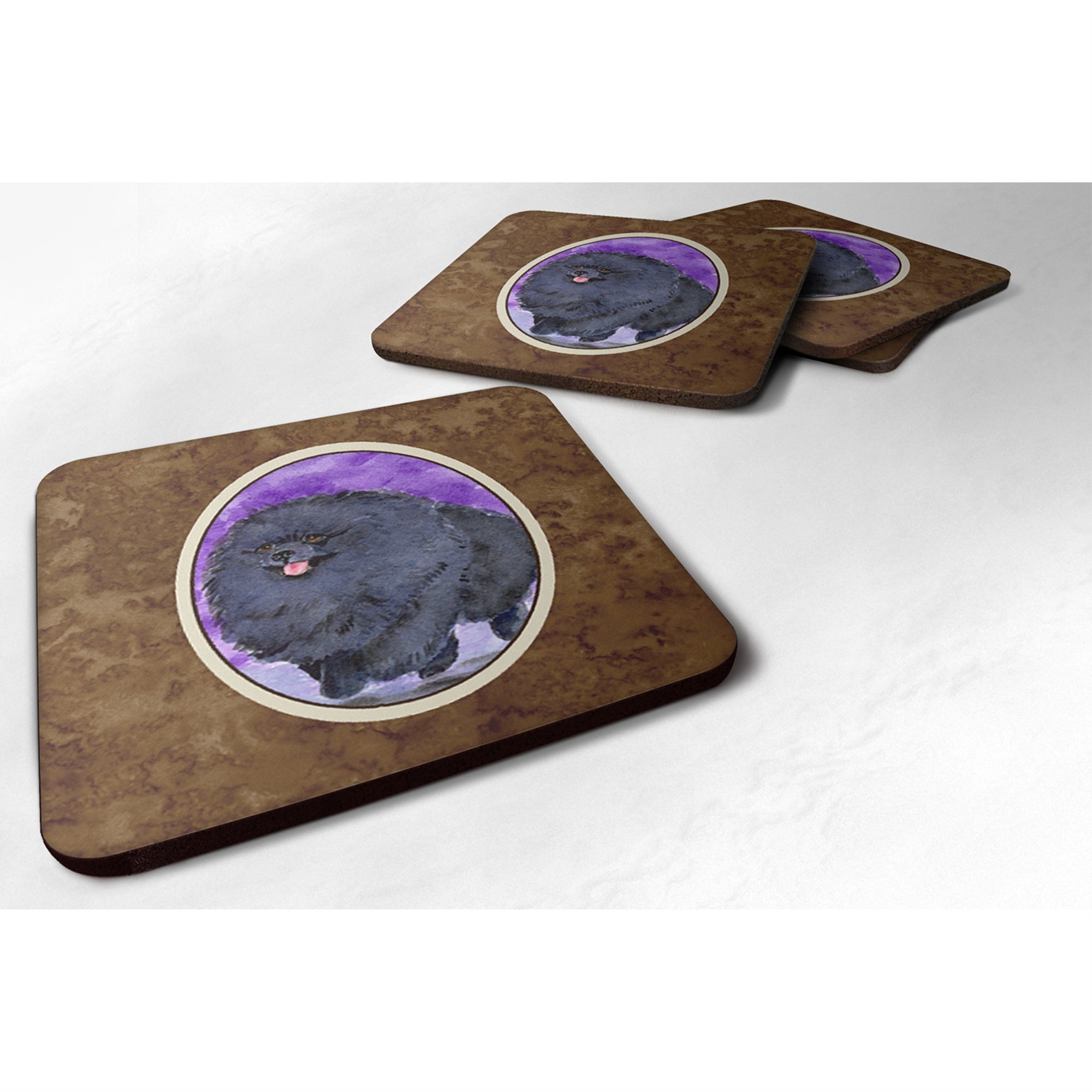 Caroline'S Treasures Ss8686Fc Pomeranian Foam Coasters (Set Of 4), 3.5 H X 3.5 W, Multicolor