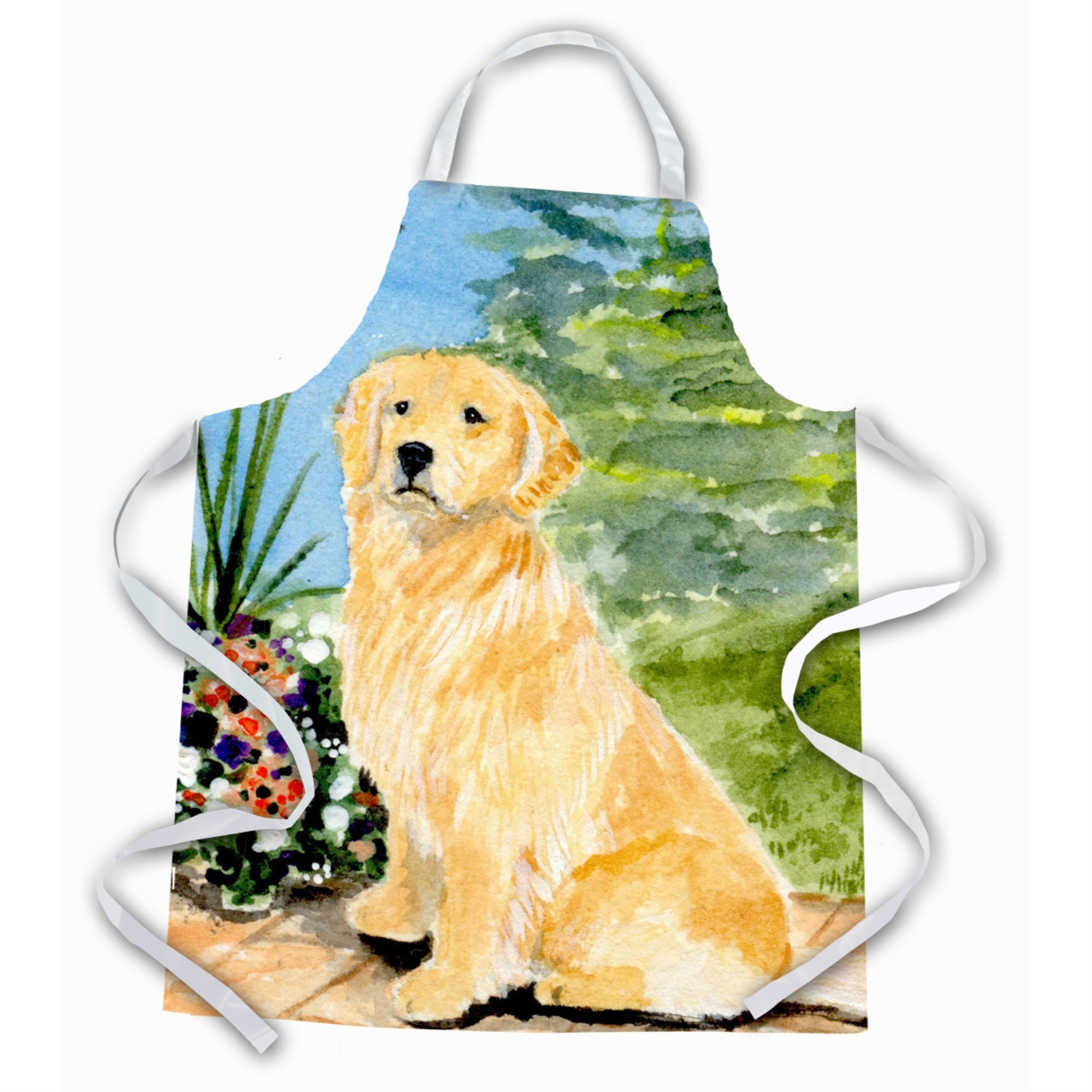 Caroline'S Treasures Ss8758Apron Golden Retriever Apron, Large, Multicolor