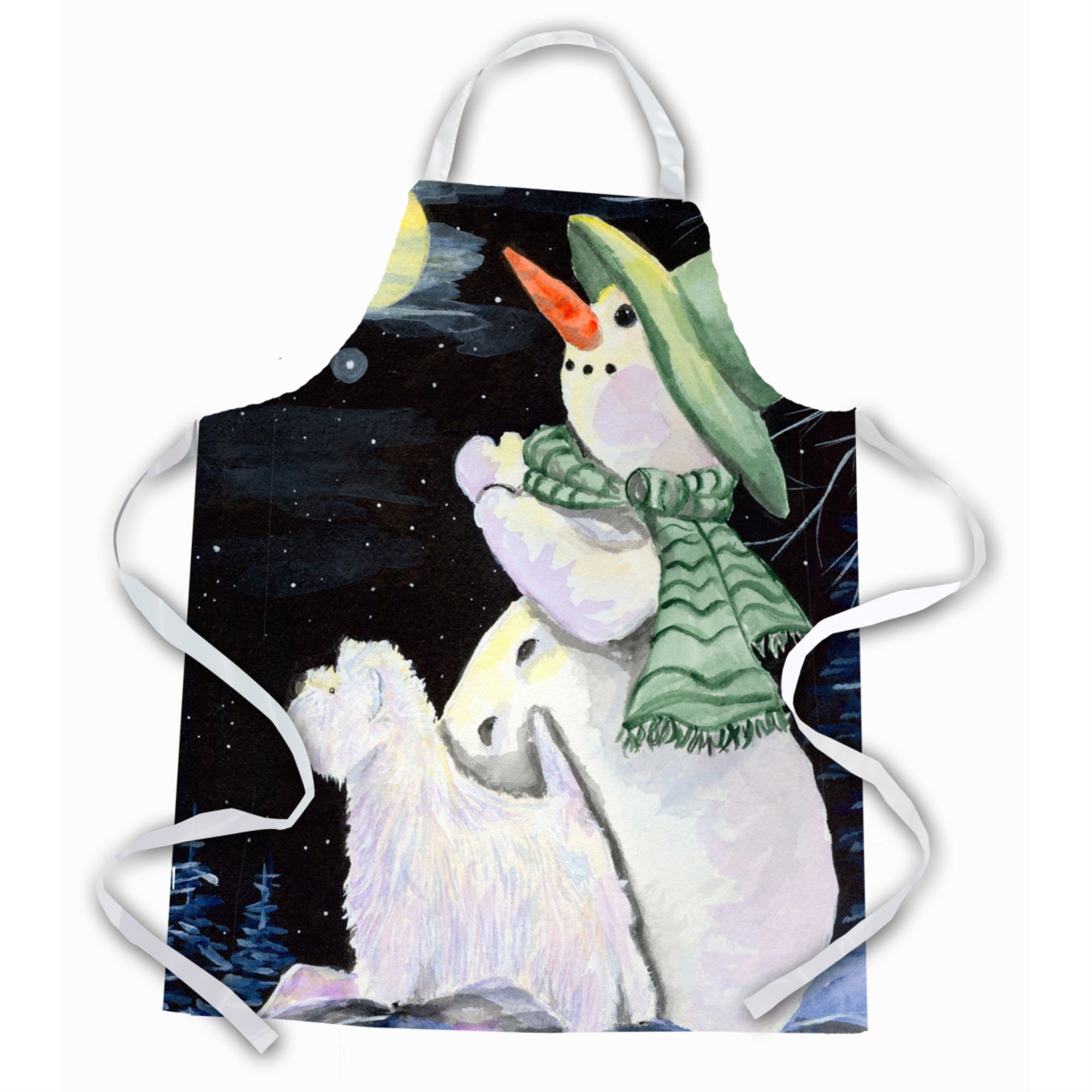 Caroline'S Treasures Ss8797Apron Snowman With Westie Apron, Large, Multicolor