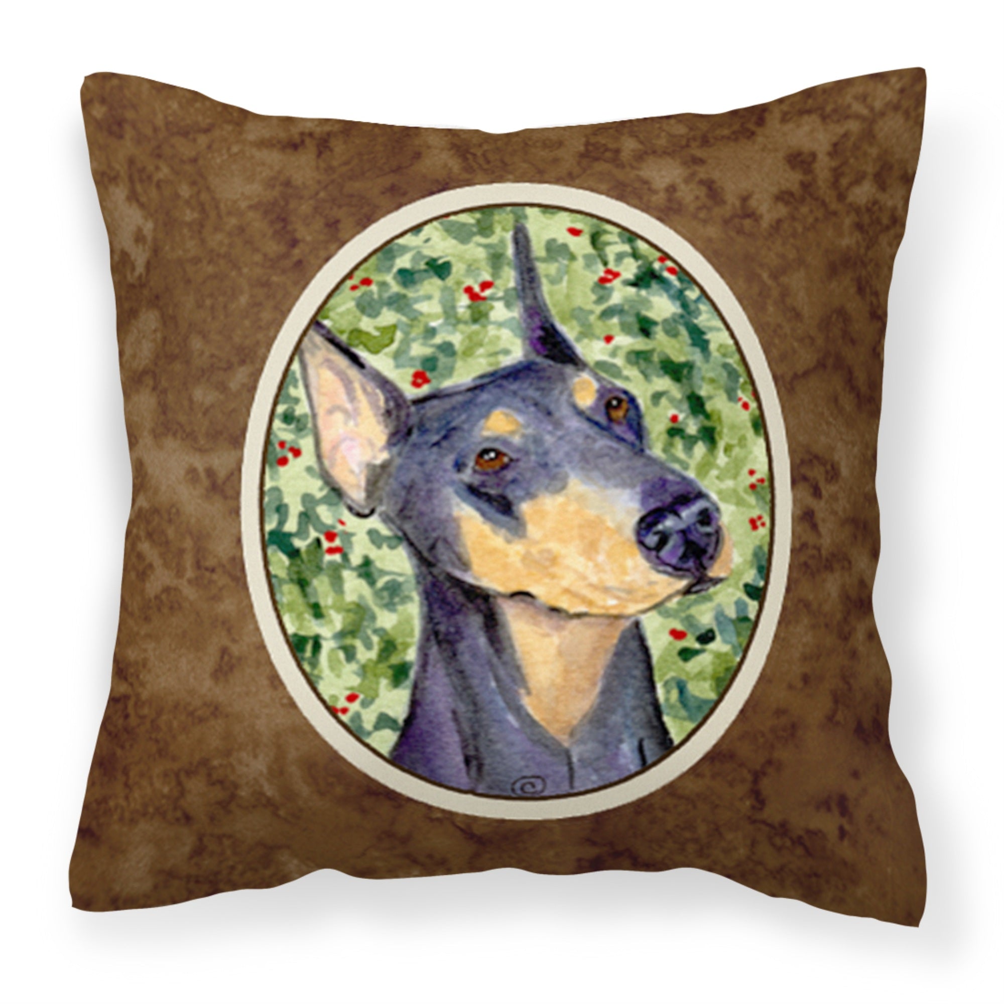 Caroline'S Treasures Ss8812Pw1414 Doberman Decorative Canvas Fabric Pillow, Large, Multicolor